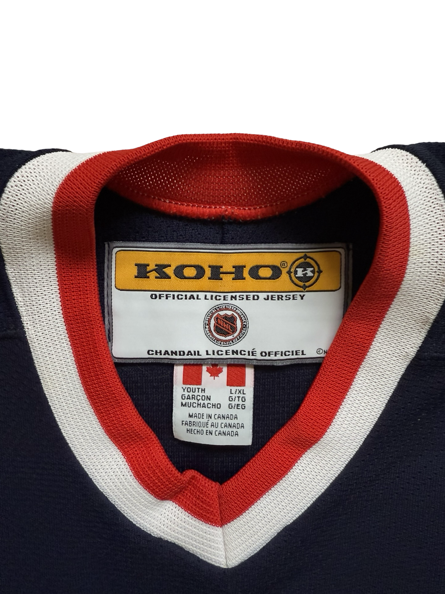 YOUTH NHL Vtg Columbus Blue Jackets Koho Air Knit Jersey Size Youth L/XL