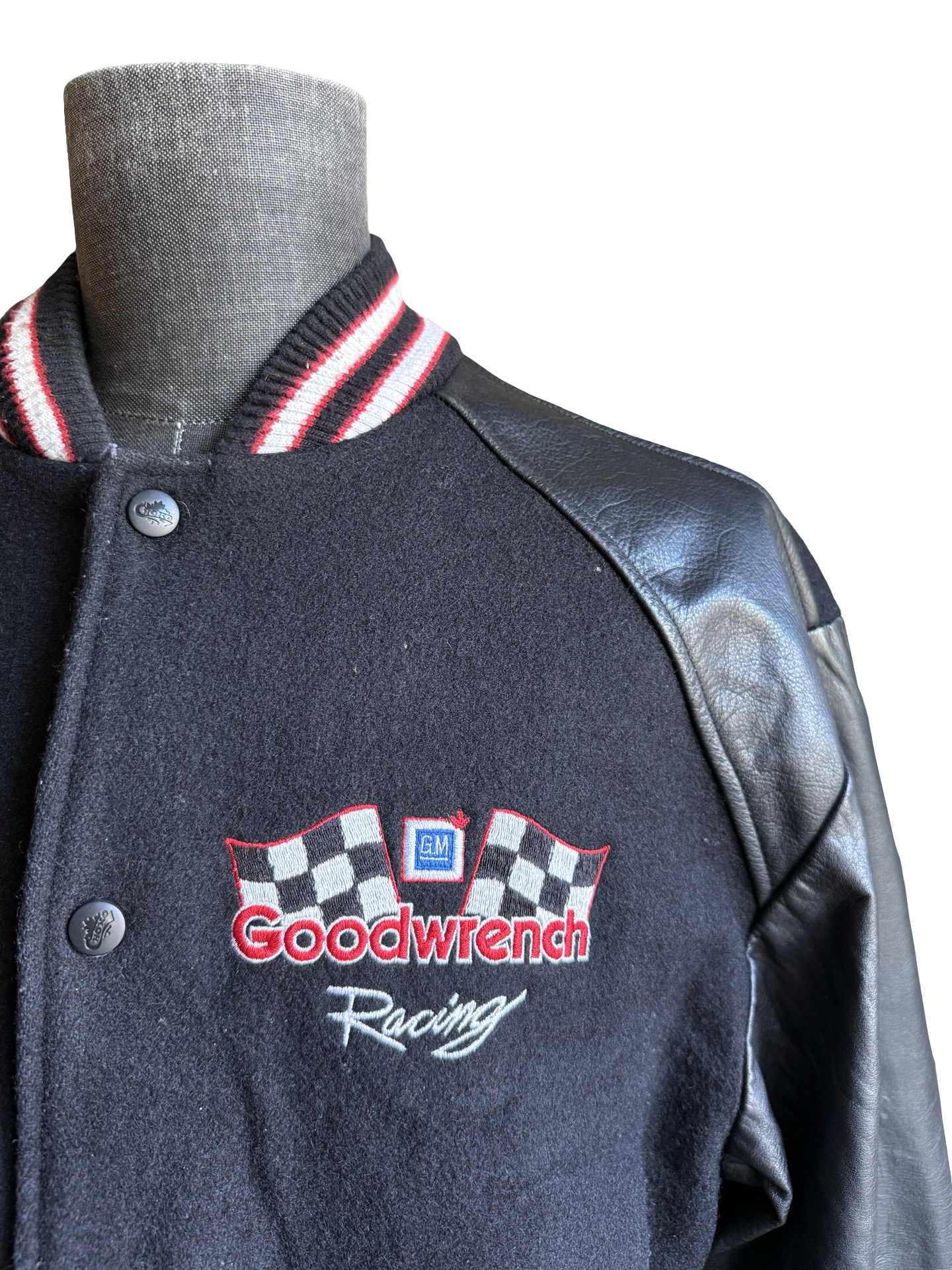 RACING Vtg 90’s Goodwrench GM Choko Motorsports Varsity Leather Sleeves Jacket Size M
