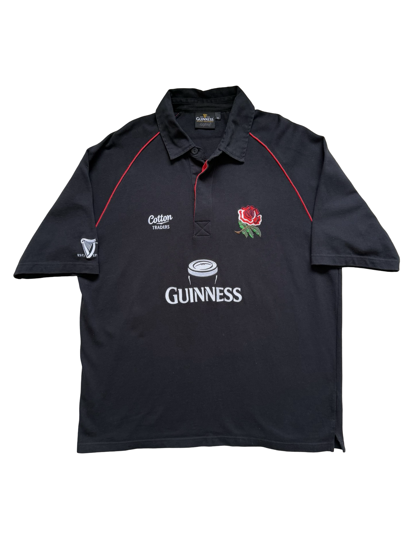 Rugby Vtg England National Team Guinness Official Merchandise Cotton Traders 100% Cotton Rugby Jersey Size XL