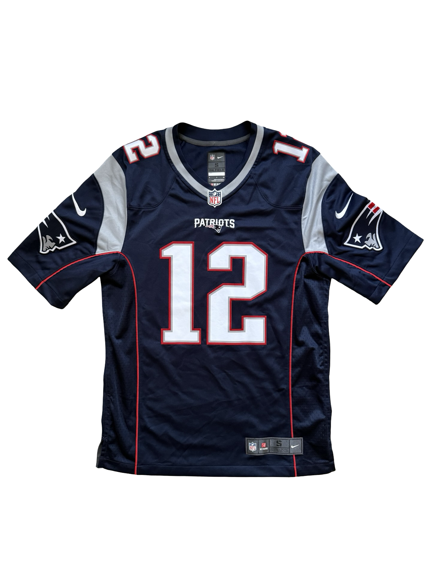 NFL Tom Brady 12 New England Patriots On Field Nike Football Stitched Jersey Size S