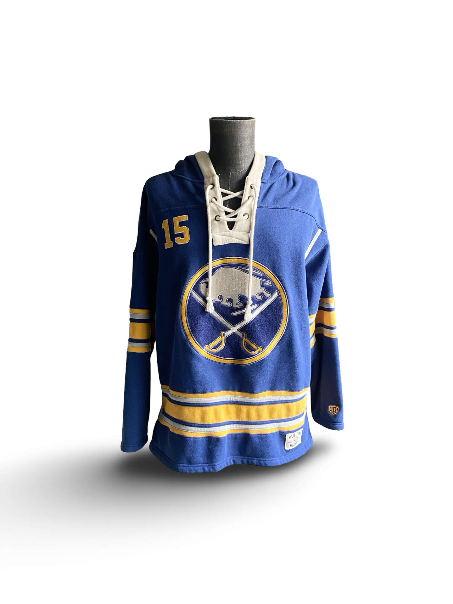 NHL Jack Eichel 15 Buffalo Sabres Old Time Hockey Lace Up Hoodie Jersey Retro Size L