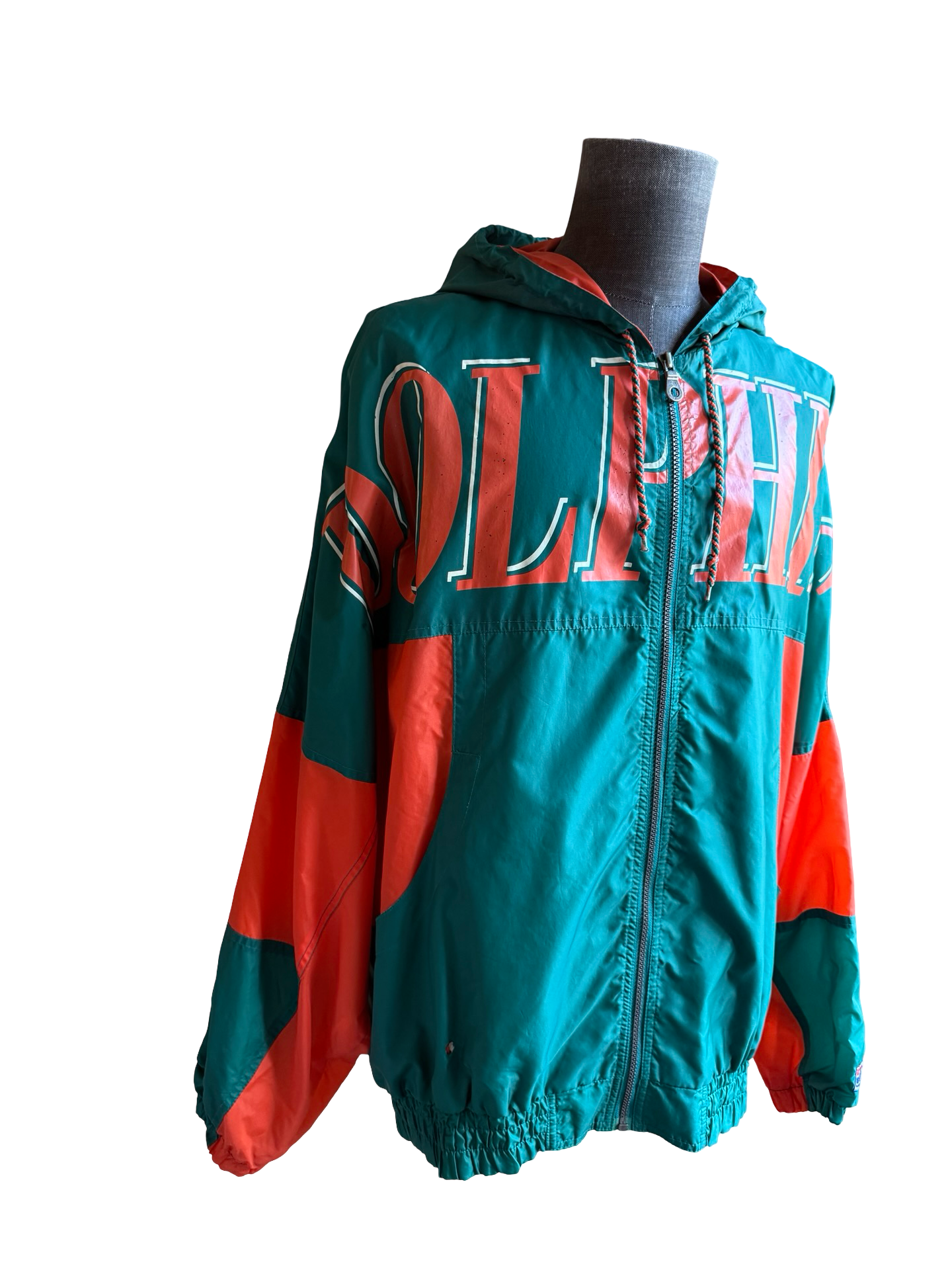 NFL Vtg Miami Dolphins The Game 90’s Football Windbreaker Spellout Size XL