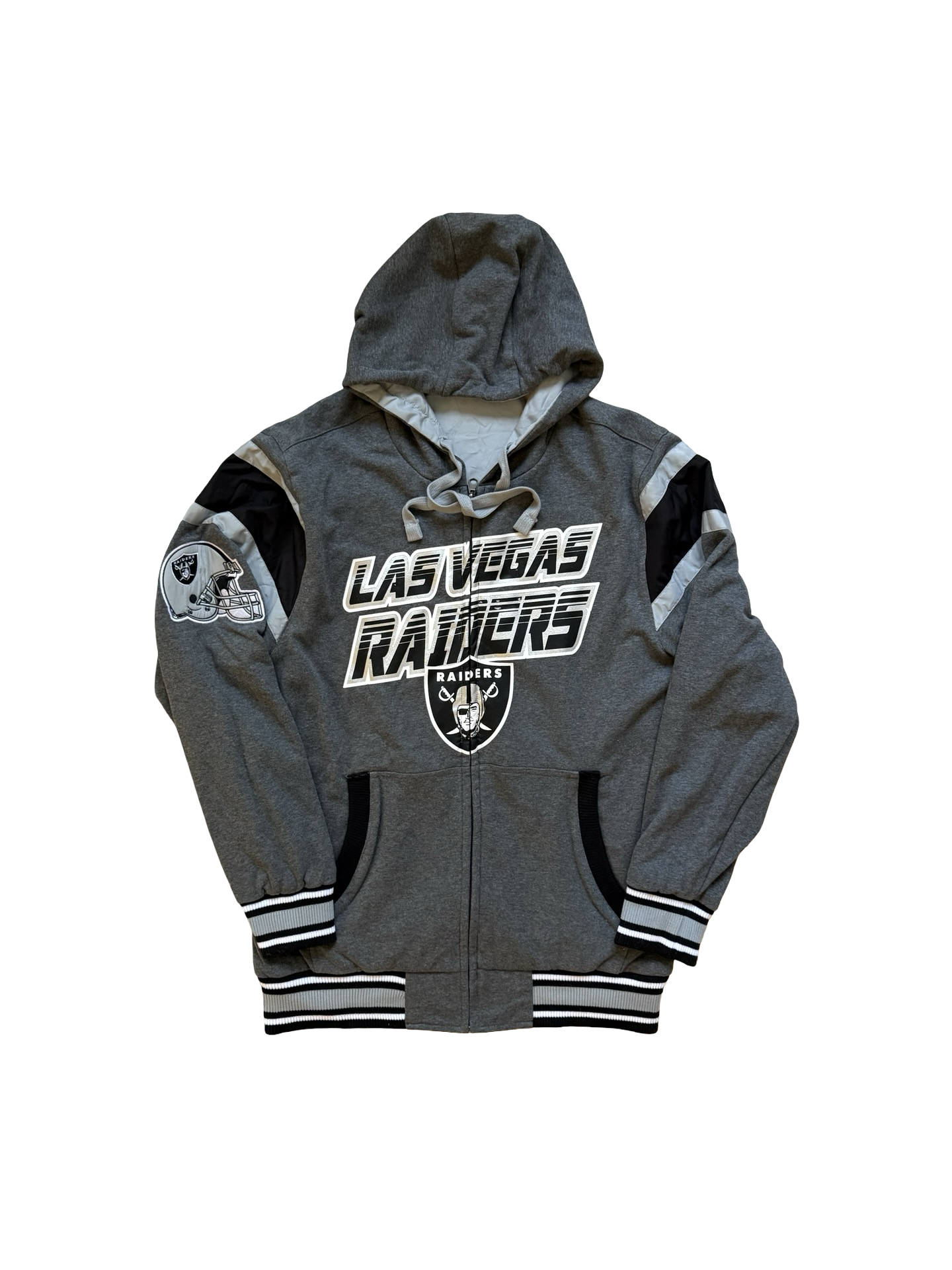 NFL Las Vegas Raiders G-III By Carl Banks Reversible Hooded Football Full Zip Jacket Size L