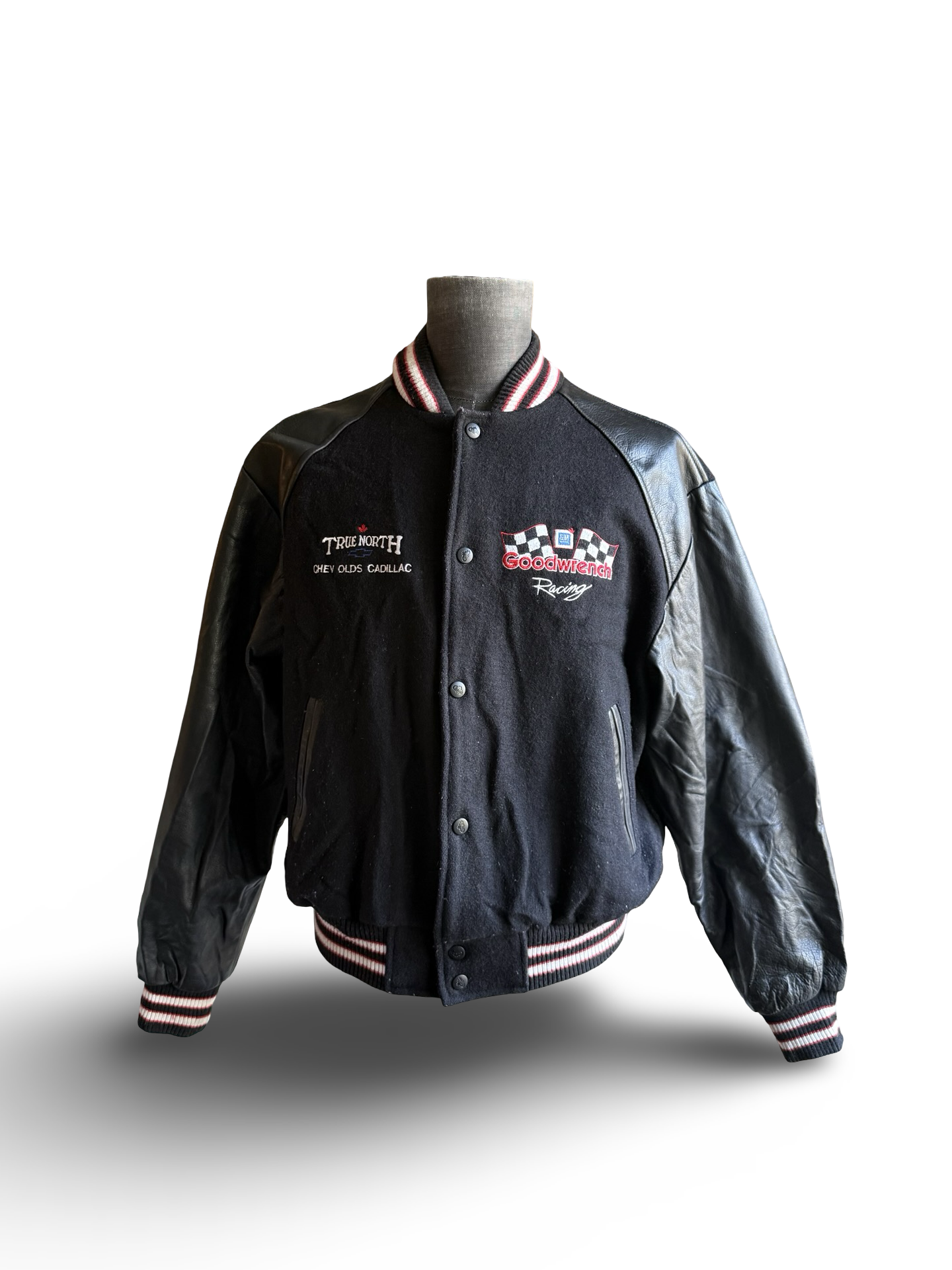 RACING Vtg 90’s Goodwrench GM Choko Motorsports Varsity Leather Sleeves Jacket Size M