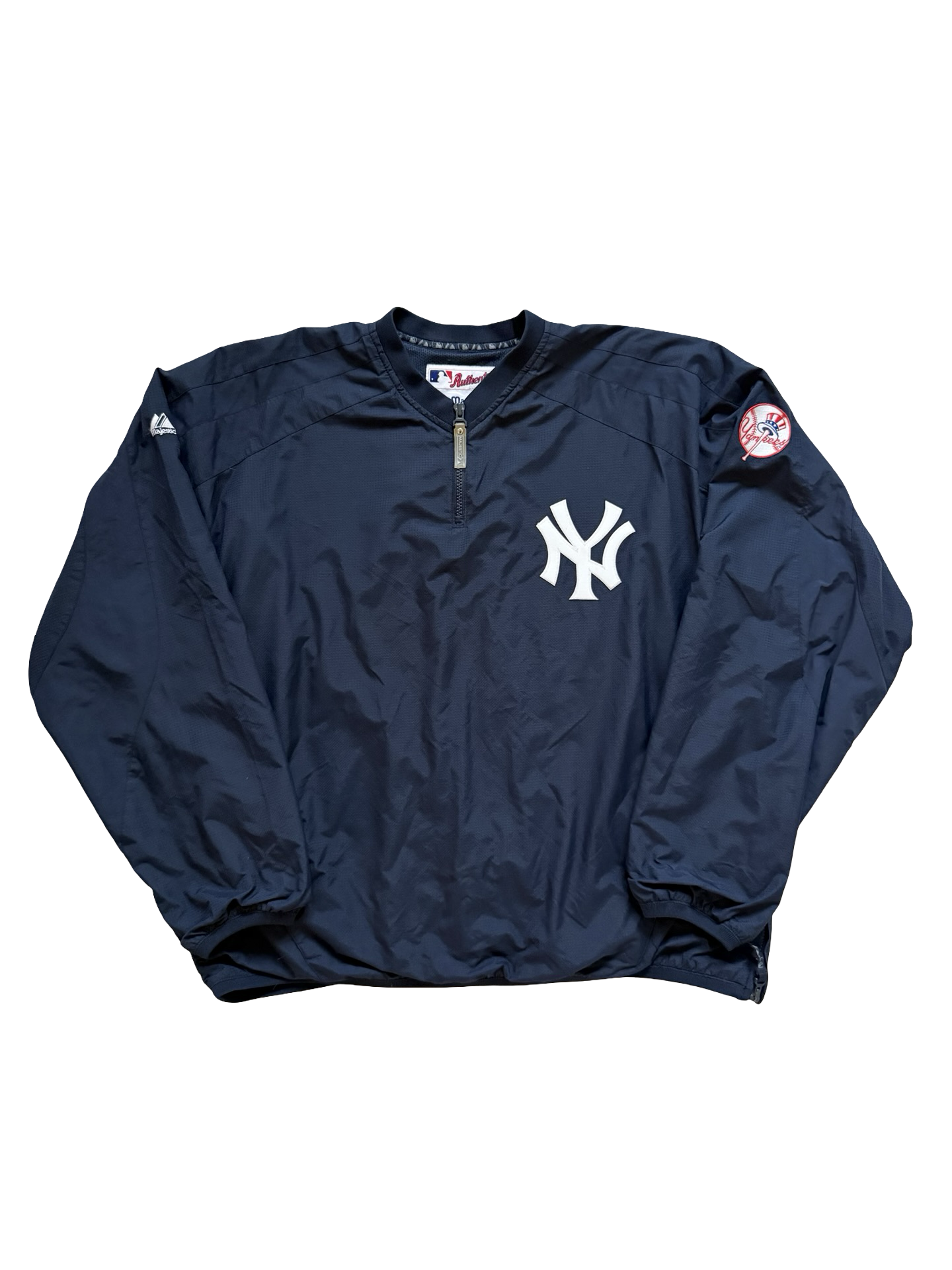 MLB Vtg New York Yankees Majestic 1/4 Zip Pullover Baseball Windbreaker Size XL