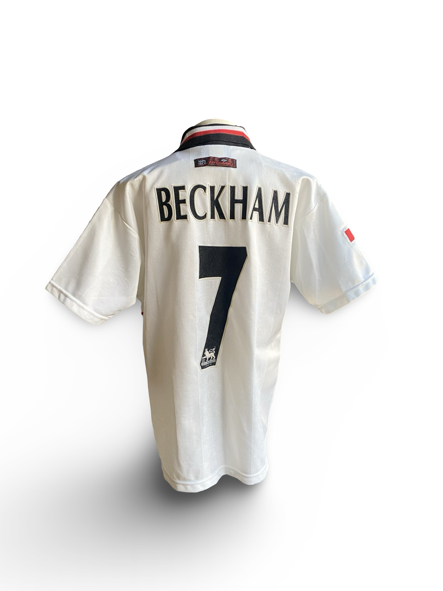 EPL Vtg David Beckham 7 Manchester United 1997-99 Umbro Football Away Jersey Size Youth L