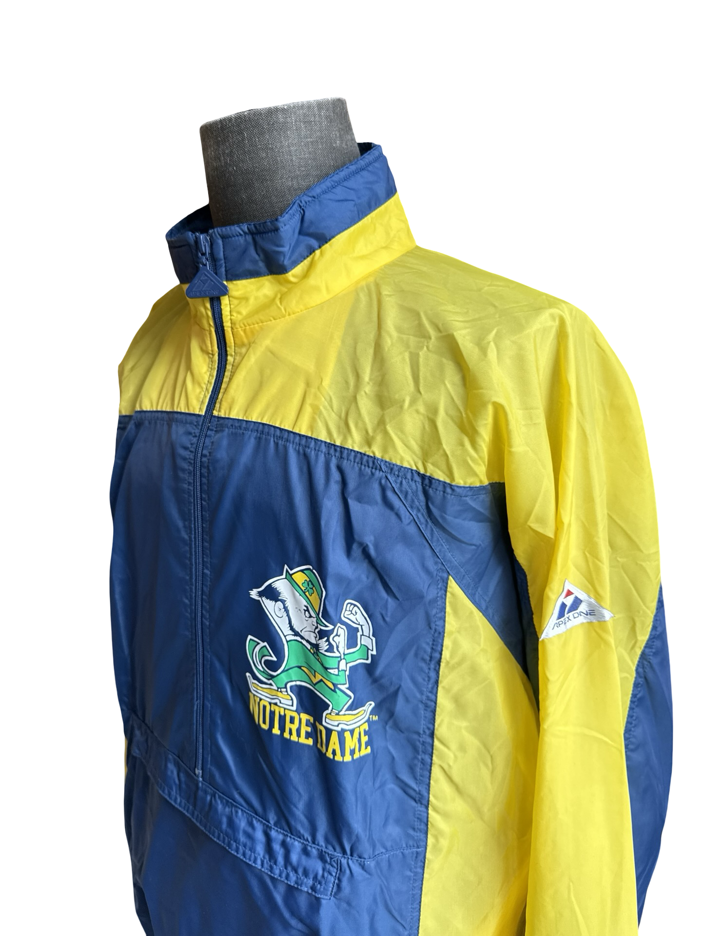 NCAA Vtg Notre Dame Apex One Varsity Windbreaker Half Zip Front Pocket Size L