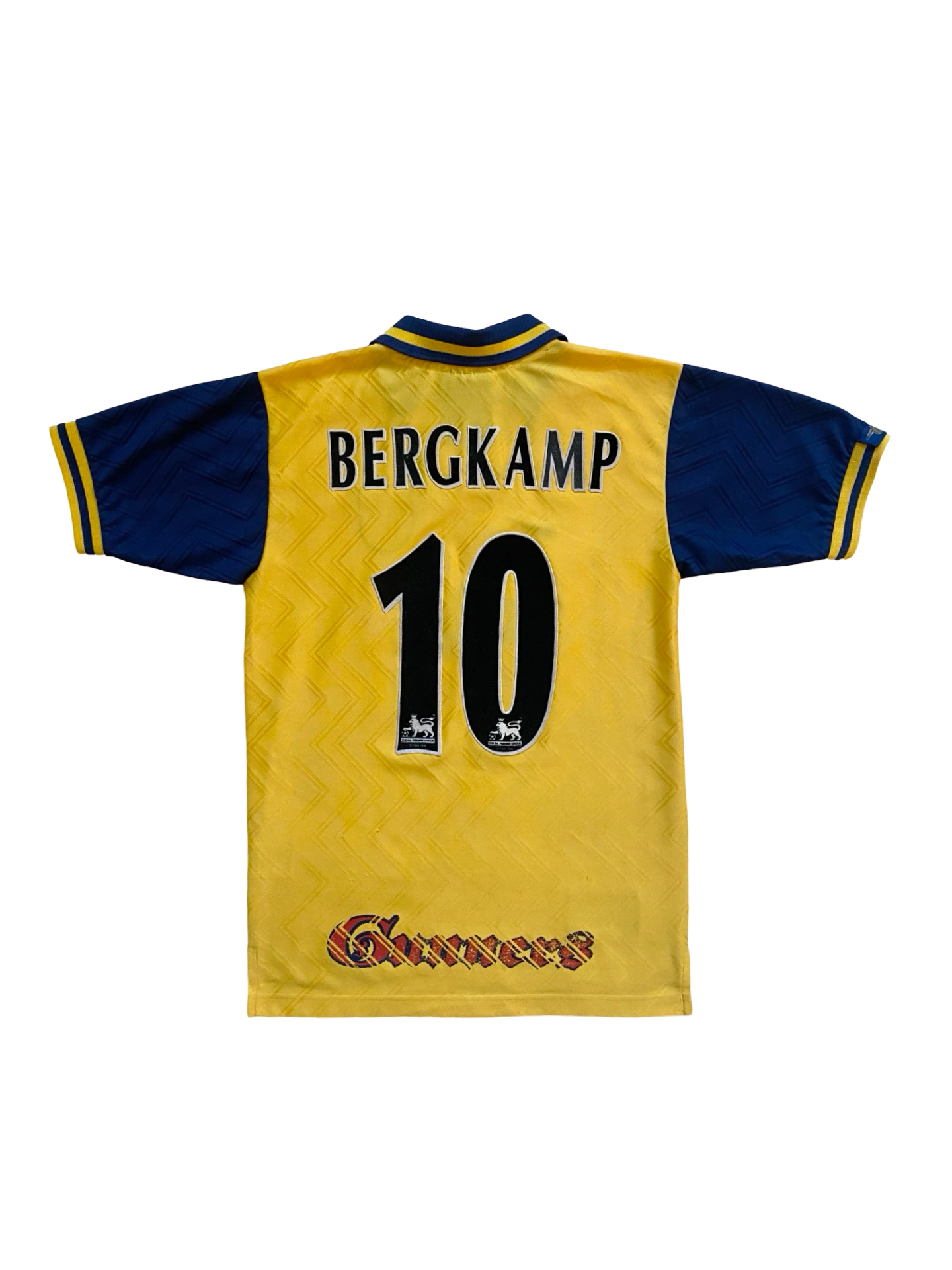 EPL Vtg Dennis Bergkamp 10 Arsenal FC 1996-97 Nike Football Away Jersey JVC Size Youth L