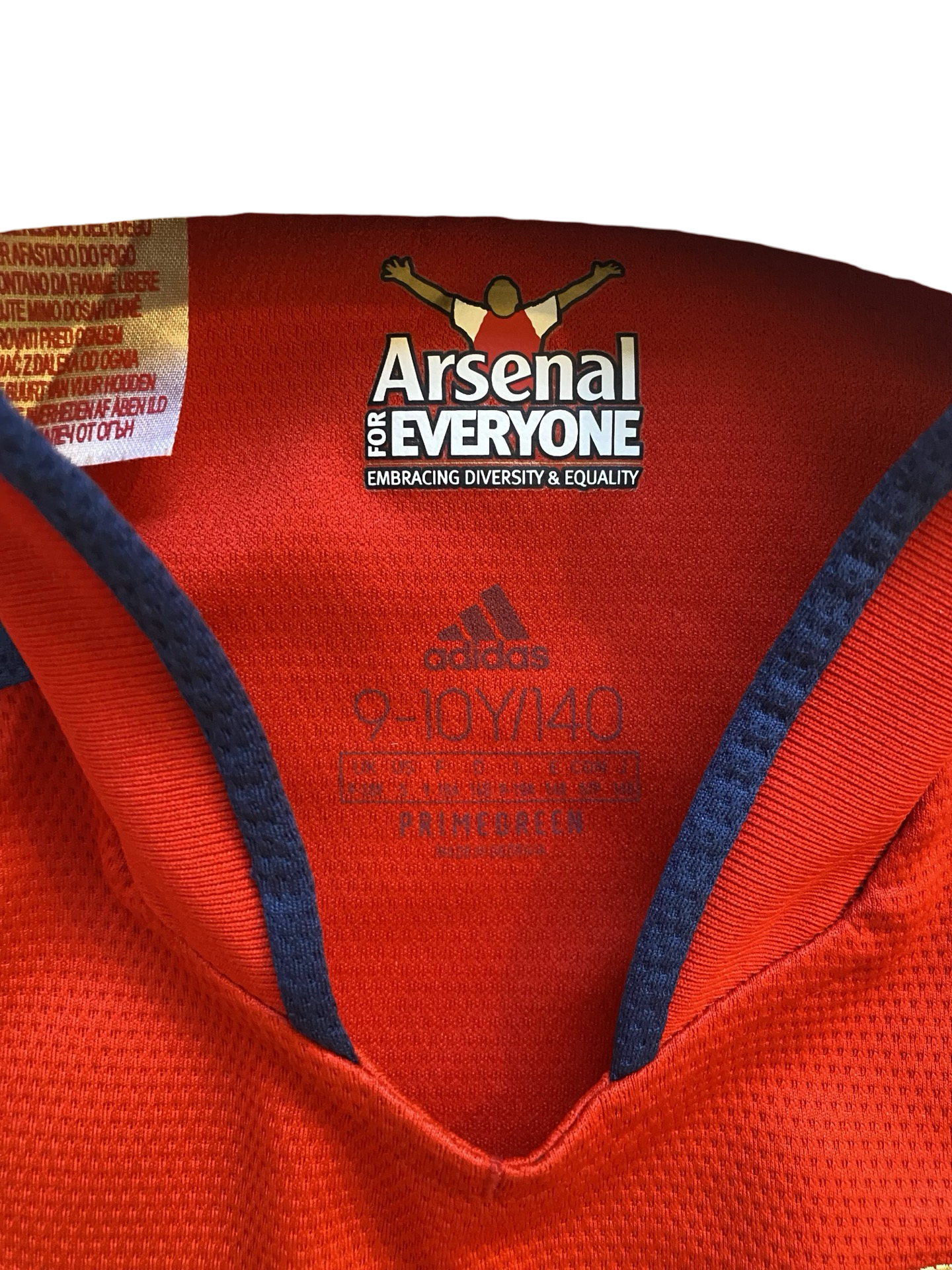 EPL Arsenal FC 2021-22 Adidas Football Home Jersey Size Youth S 9/10yrs