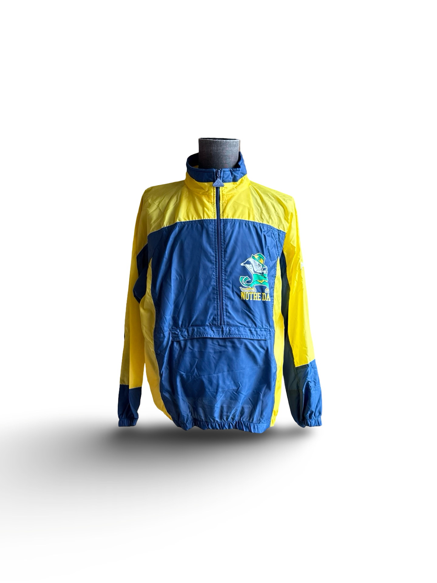 NCAA Vtg Notre Dame Apex One Varsity Windbreaker Half Zip Front Pocket Size L