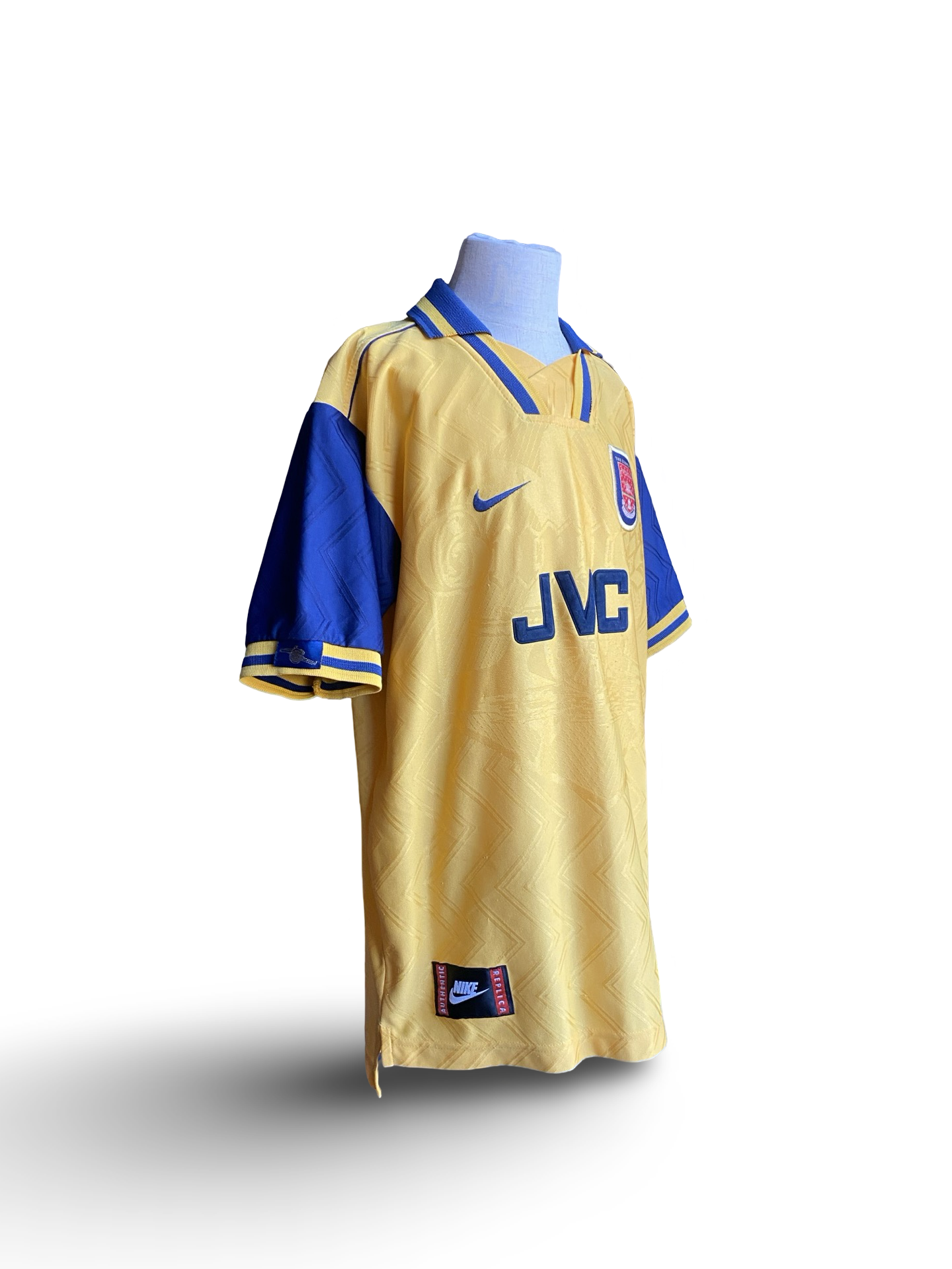 EPL Vtg Dennis Bergkamp 10 Arsenal FC 1996-97 Nike Football Away Jersey JVC Size Youth L