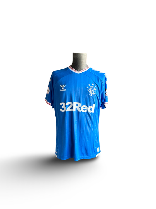 Soccer Ryan Kent 14 Glasgow Rangers 2019/20 Hummel Home Football Jersey Size M