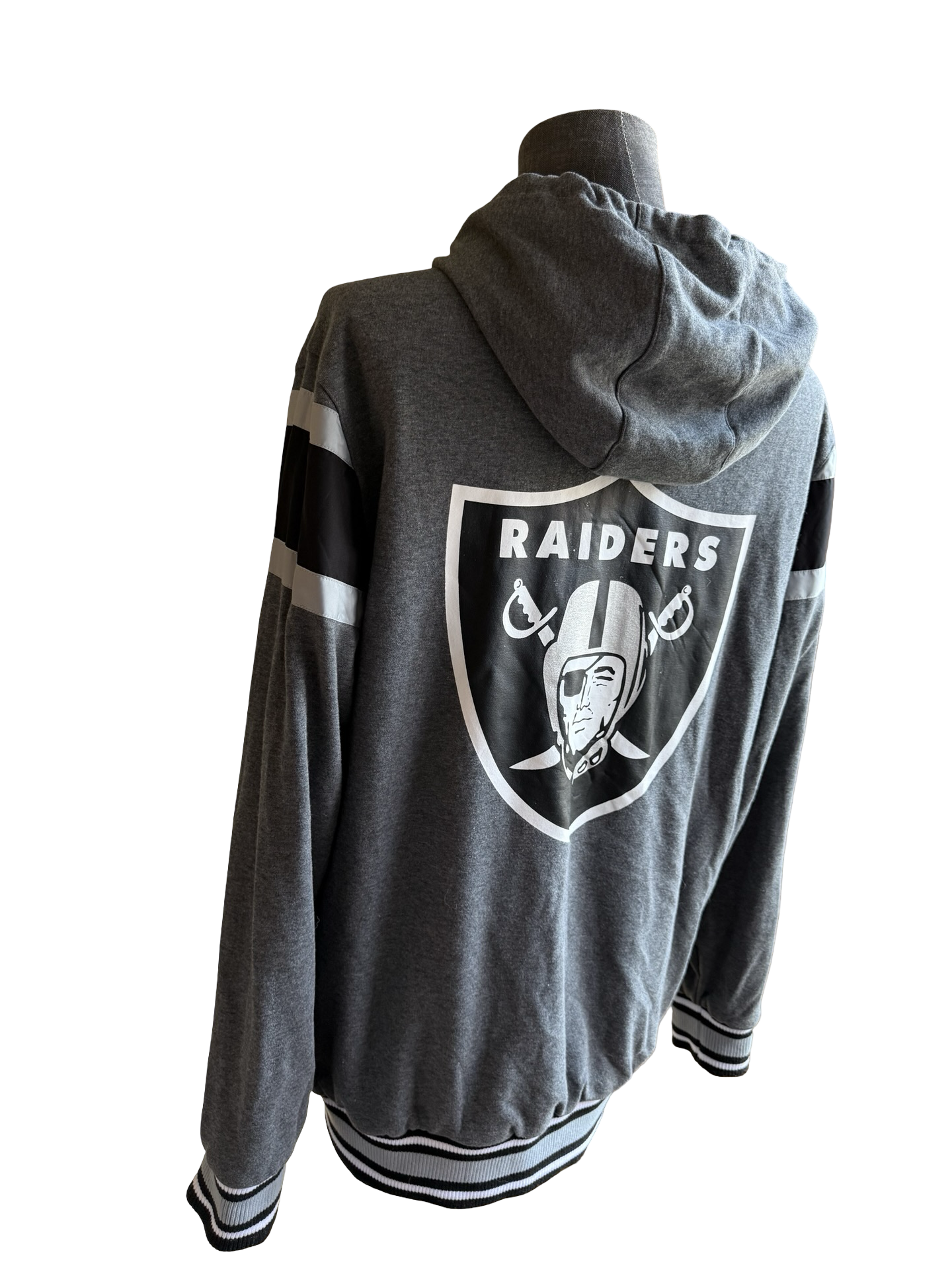 NFL Las Vegas Raiders G-III By Carl Banks Reversible Hooded Football Full Zip Jacket Size L