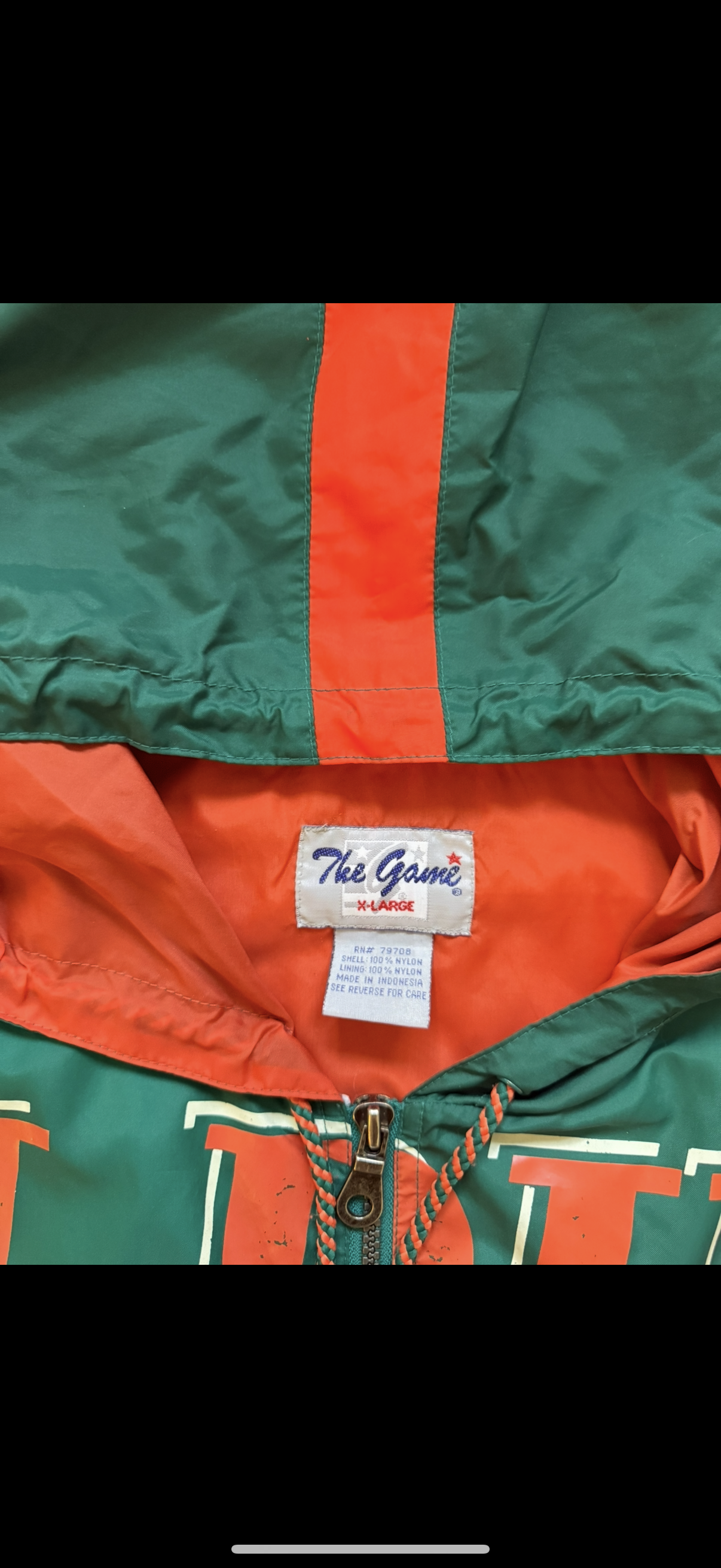 NFL Vtg Miami Dolphins The Game 90’s Football Windbreaker Spellout Size XL