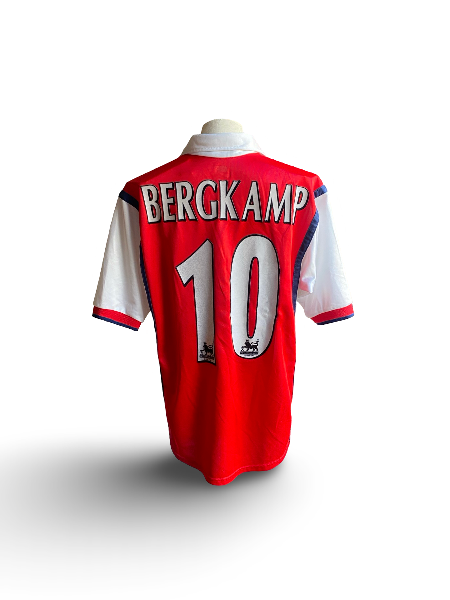 EPL Vtg Dennis Bergkamp 10 Arsenal FC 1998-99 Nike Football Home Jersey JVC Size Youth L