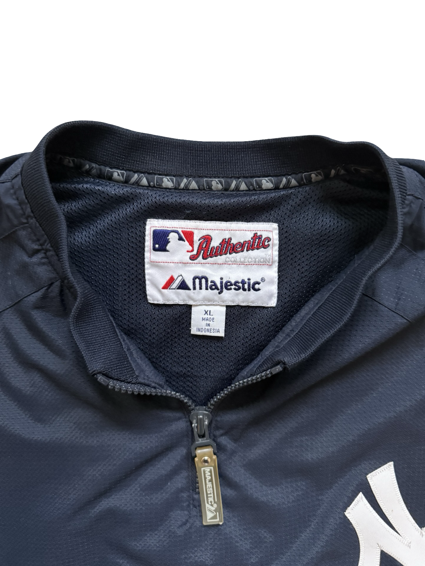 MLB Vtg New York Yankees Majestic 1/4 Zip Pullover Baseball Windbreaker Size XL
