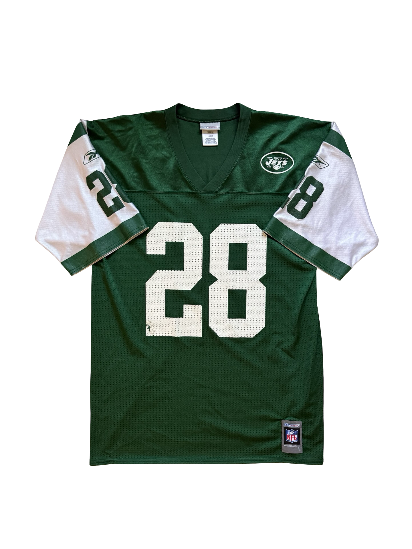 NFL Vtg Curtis Martin 28 New York Jets Reebok Football Jersey Size L