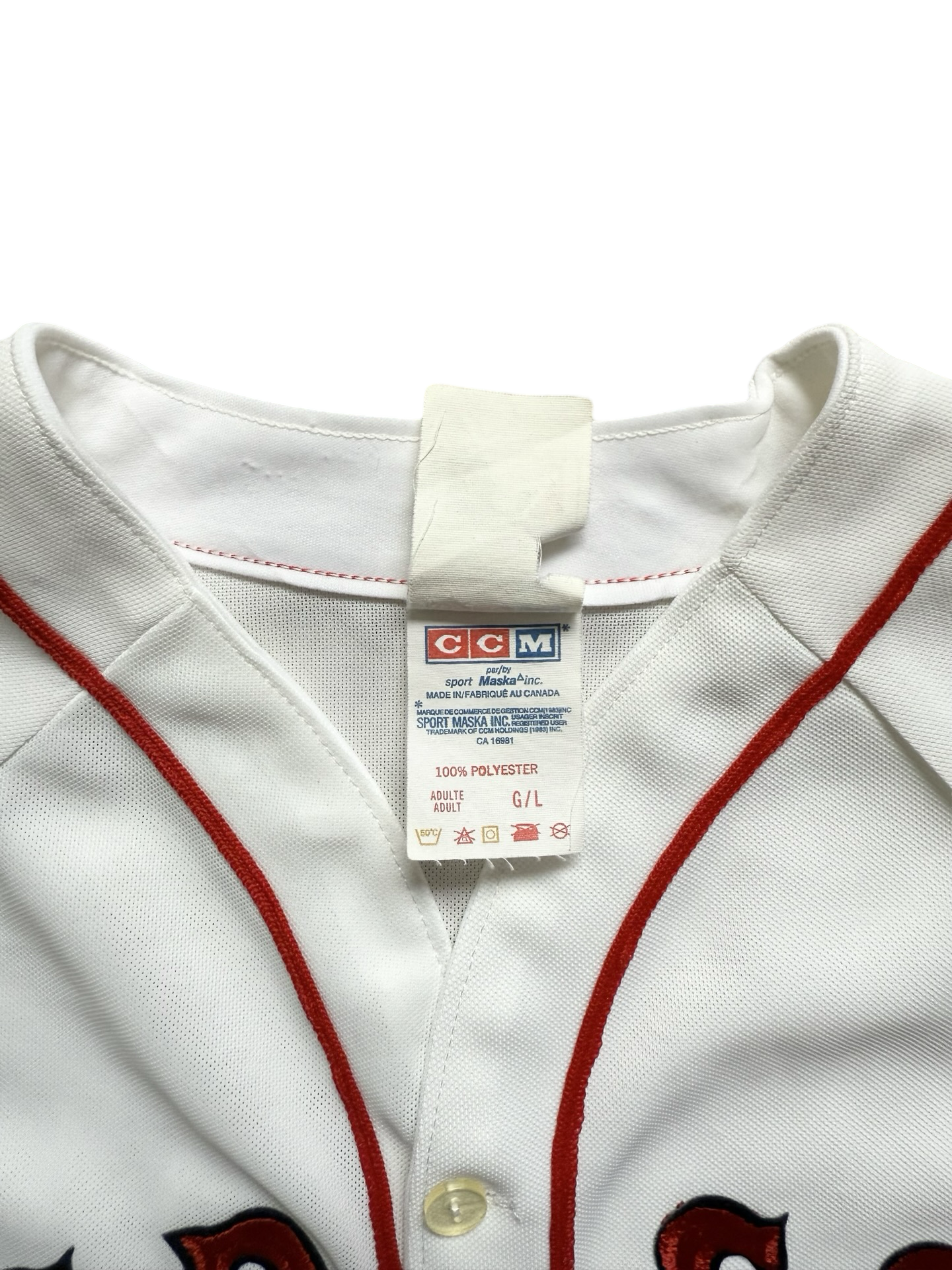 MLB Vtg Boston Red Sox CCM MIC Baseball Jersey Size L