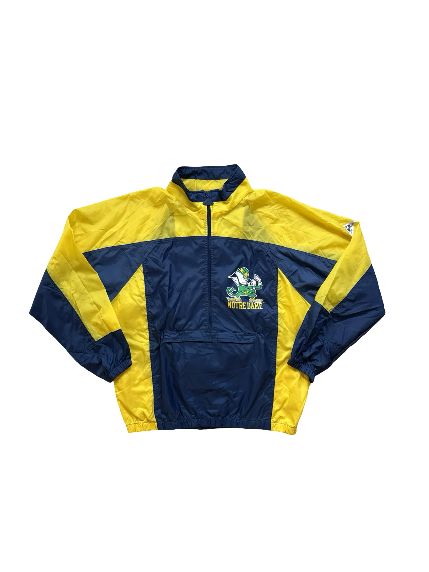 NCAA Vtg Notre Dame Apex One Varsity Windbreaker Half Zip Front Pocket Size L