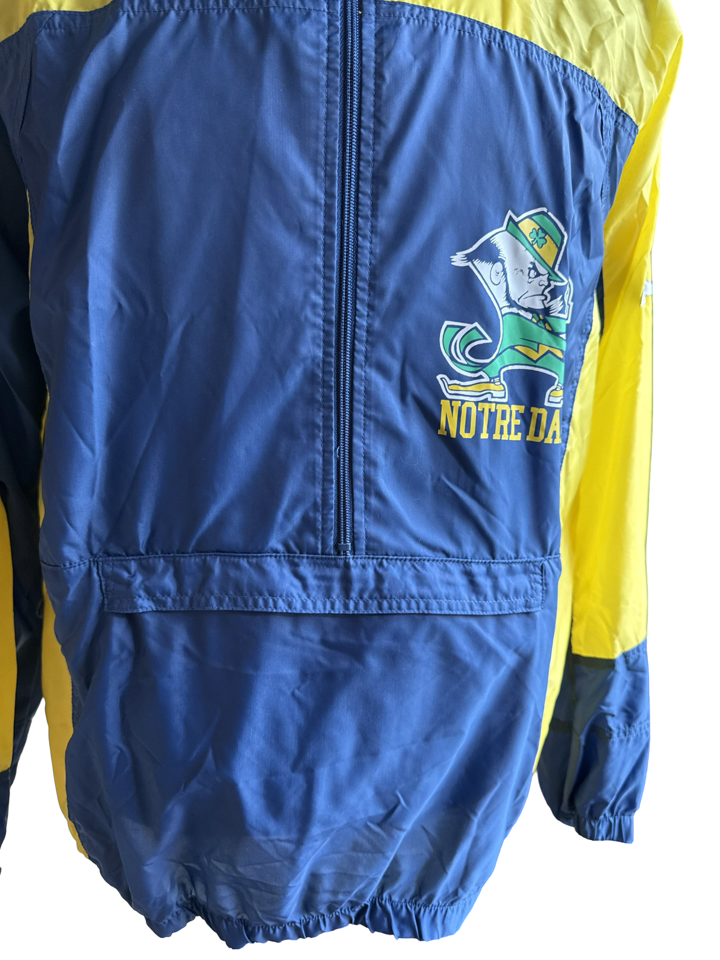 NCAA Vtg Notre Dame Apex One Varsity Windbreaker Half Zip Front Pocket Size L