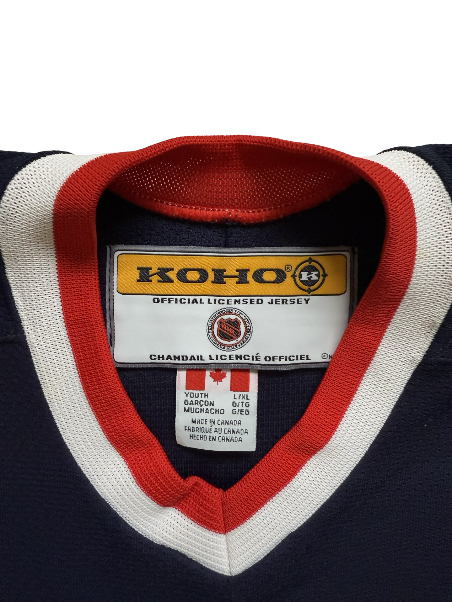 NHL Vtg Columbus Blue Jackets Koho Air Knit Jersey Size Youth L/XL