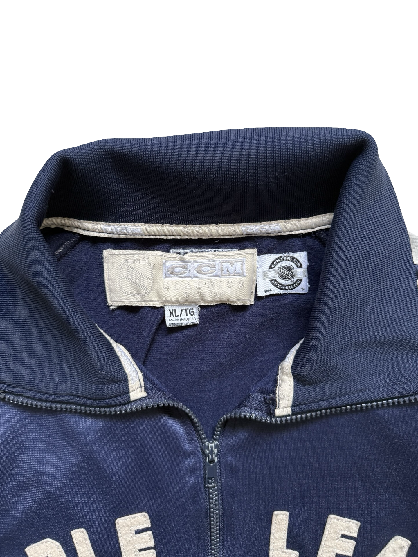 NHL Vtg Toronto Maple Leafs CCM Hockey Track Jacket Size XL