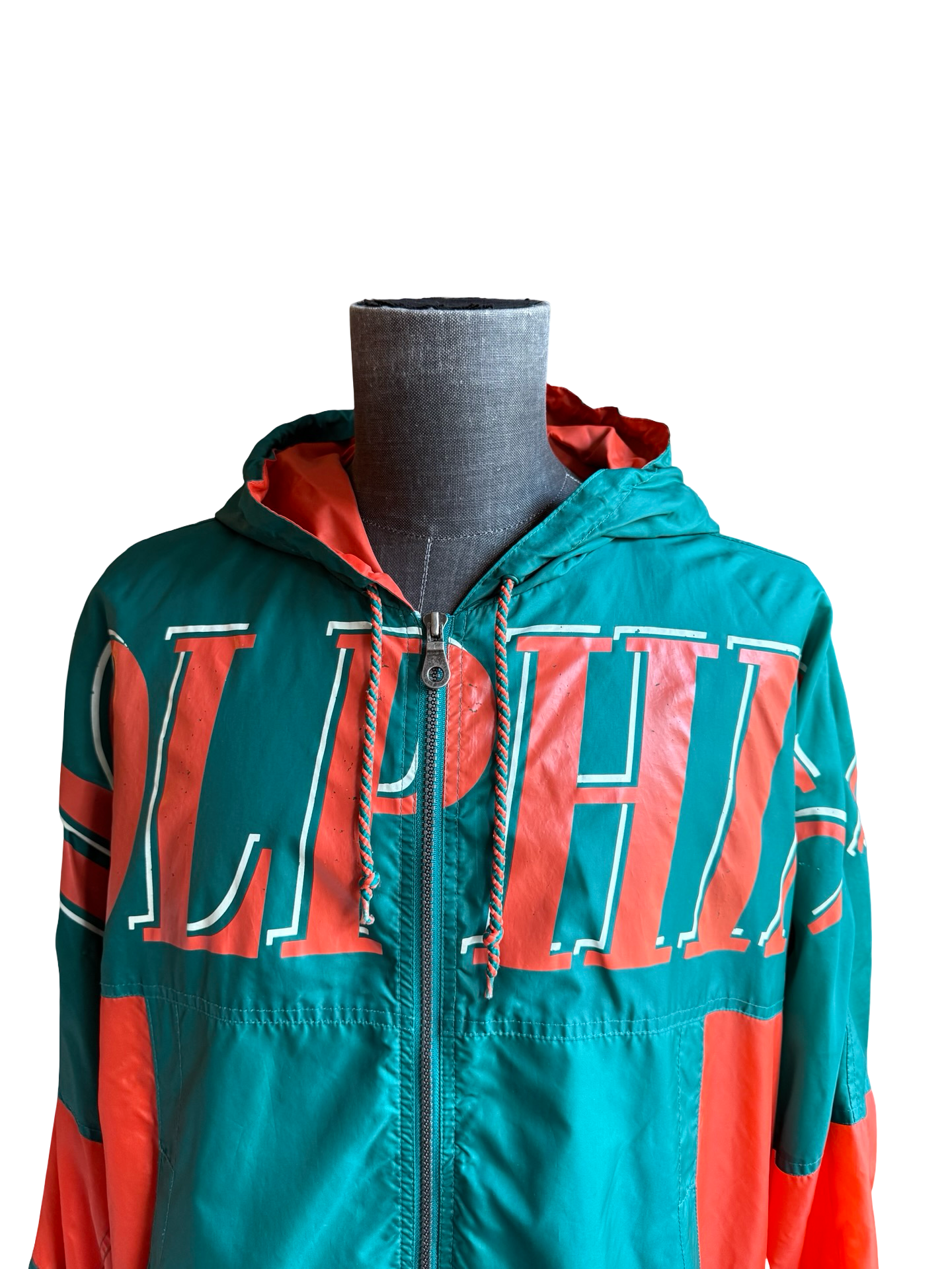 NFL Vtg Miami Dolphins The Game 90’s Football Windbreaker Spellout Size XL