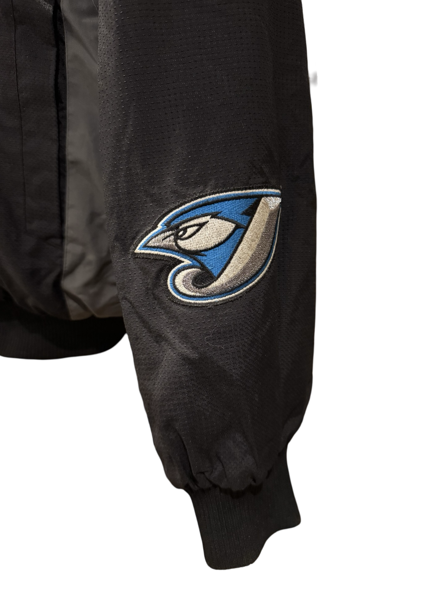 MLB Vtg Toronto Blue Jays 2000’s Majestic Black Grey Retro Baseball Jacket Size L