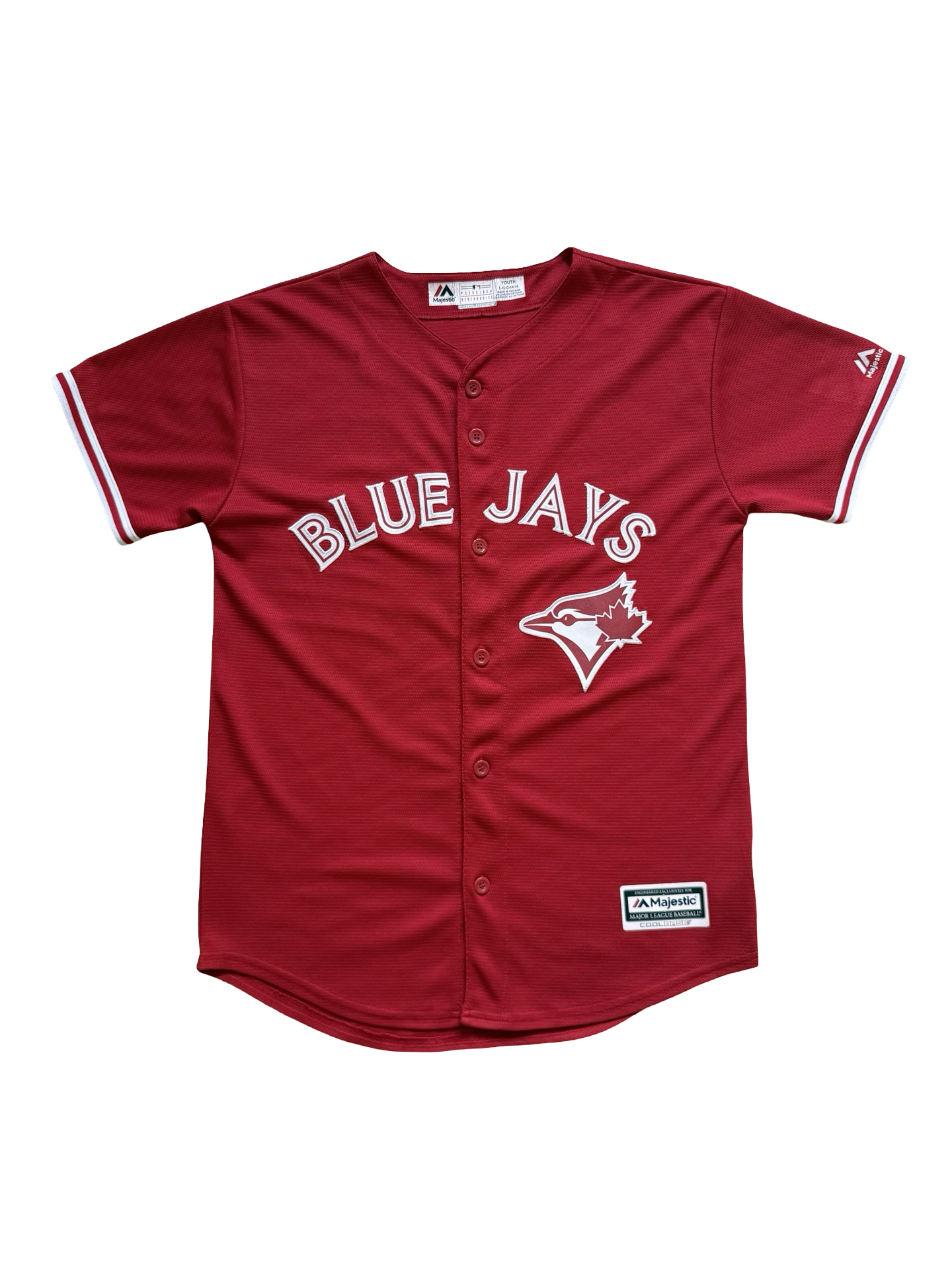YOUTH MLB Josh Donaldson 20 Toronto Blue Jays Majestic Cool Base Canada Day Baseball Jersey Size Youth L