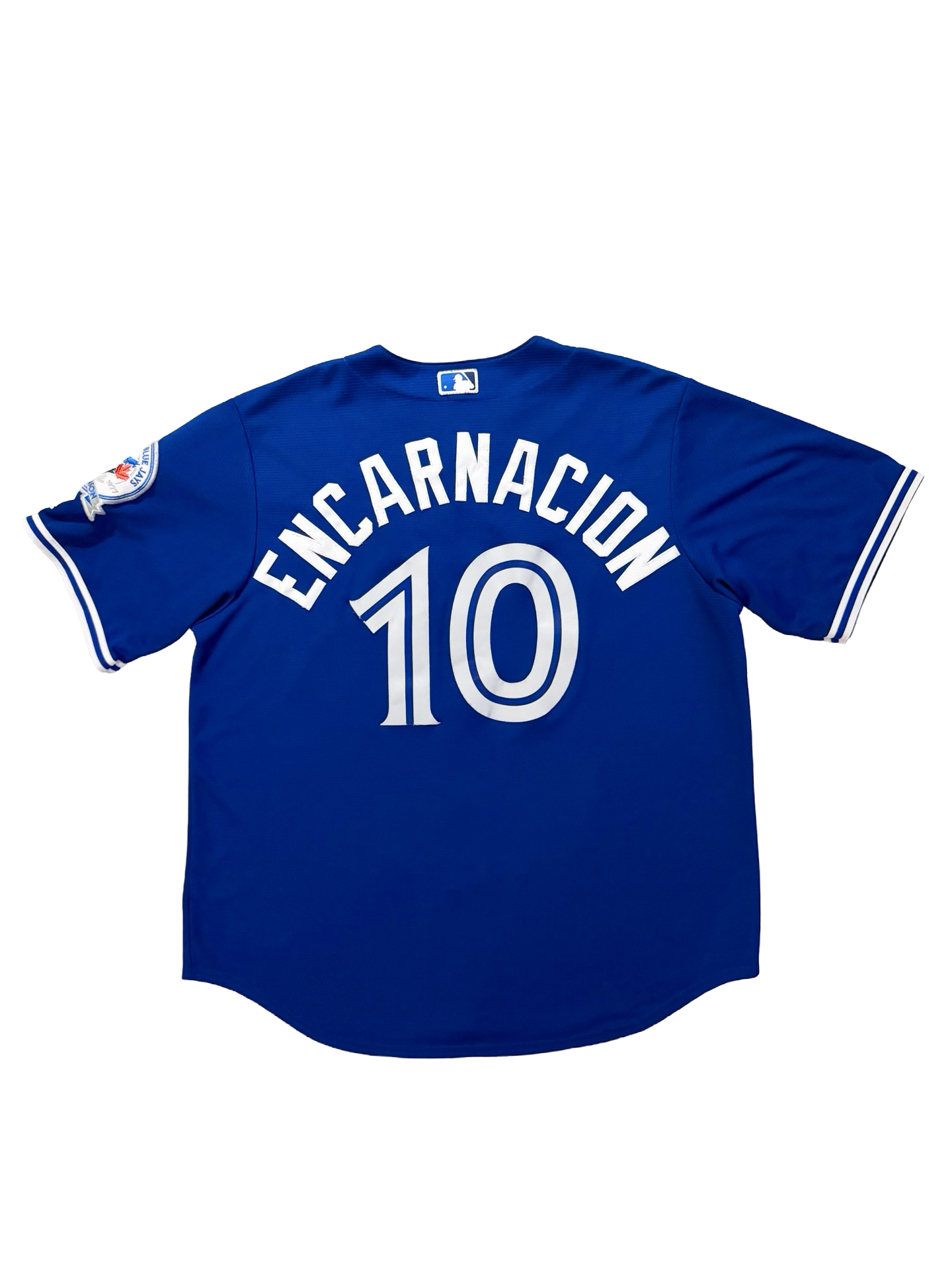 MLB Edwin Encarnacion 10 Toronto Blue Jays Majestic CoolBase 40th Anniversary Baseball Jersey Size XL