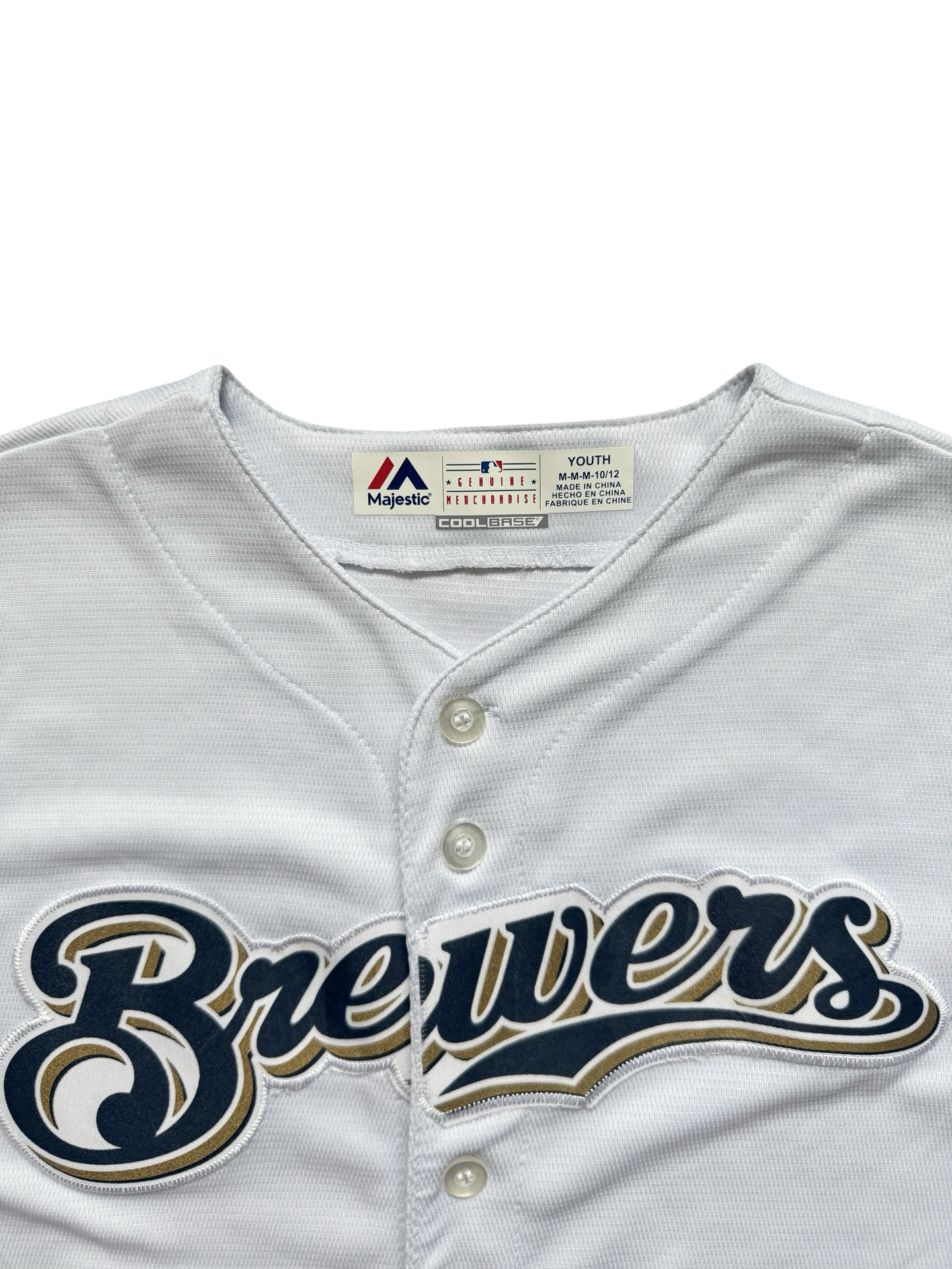 YOUTH MLB Milwaukee Brewers Majestic Baseball Jersey Size Youth M