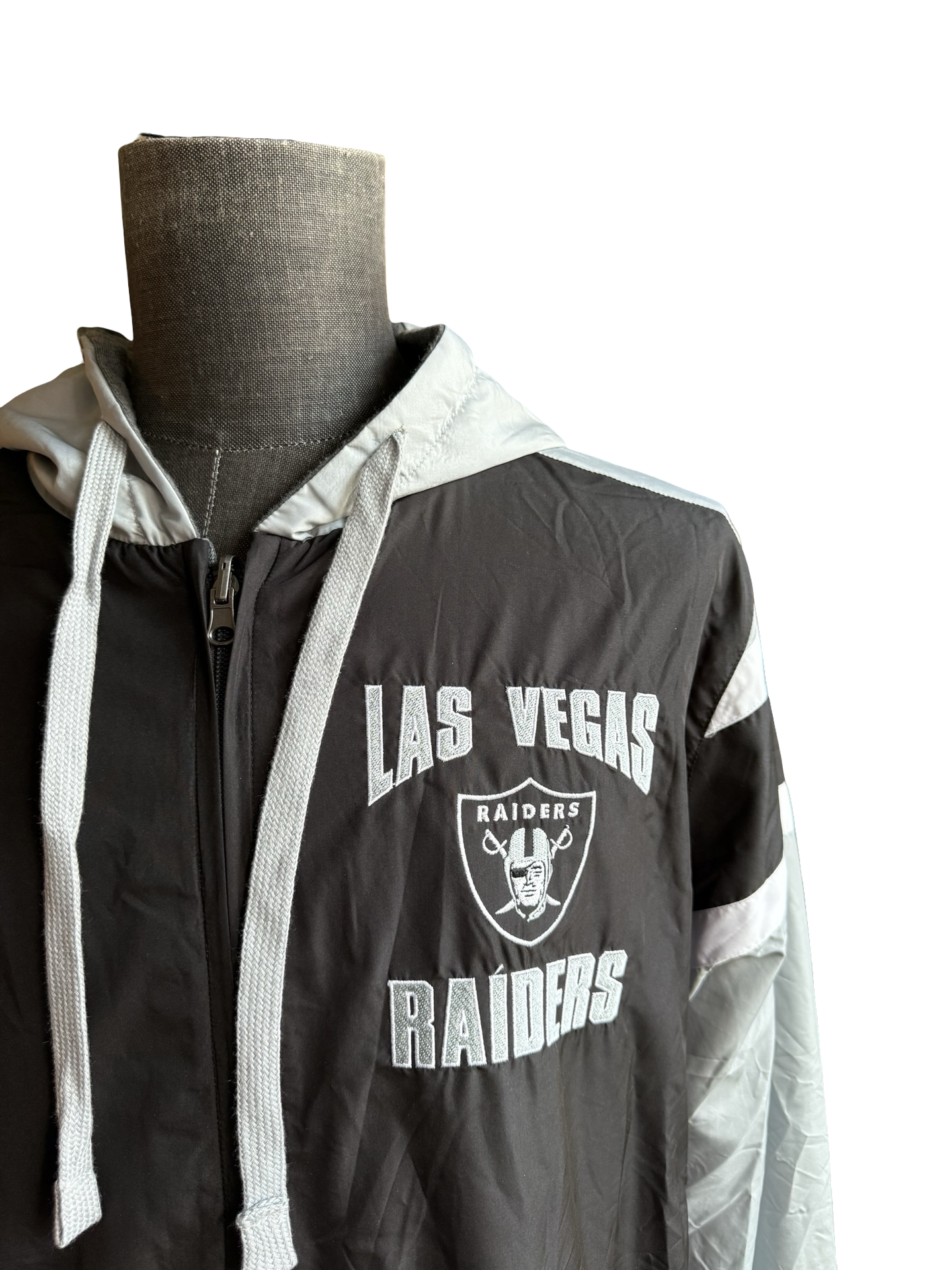 NFL Las Vegas Raiders G-III By Carl Banks Reversible Hooded Football Full Zip Jacket Size L