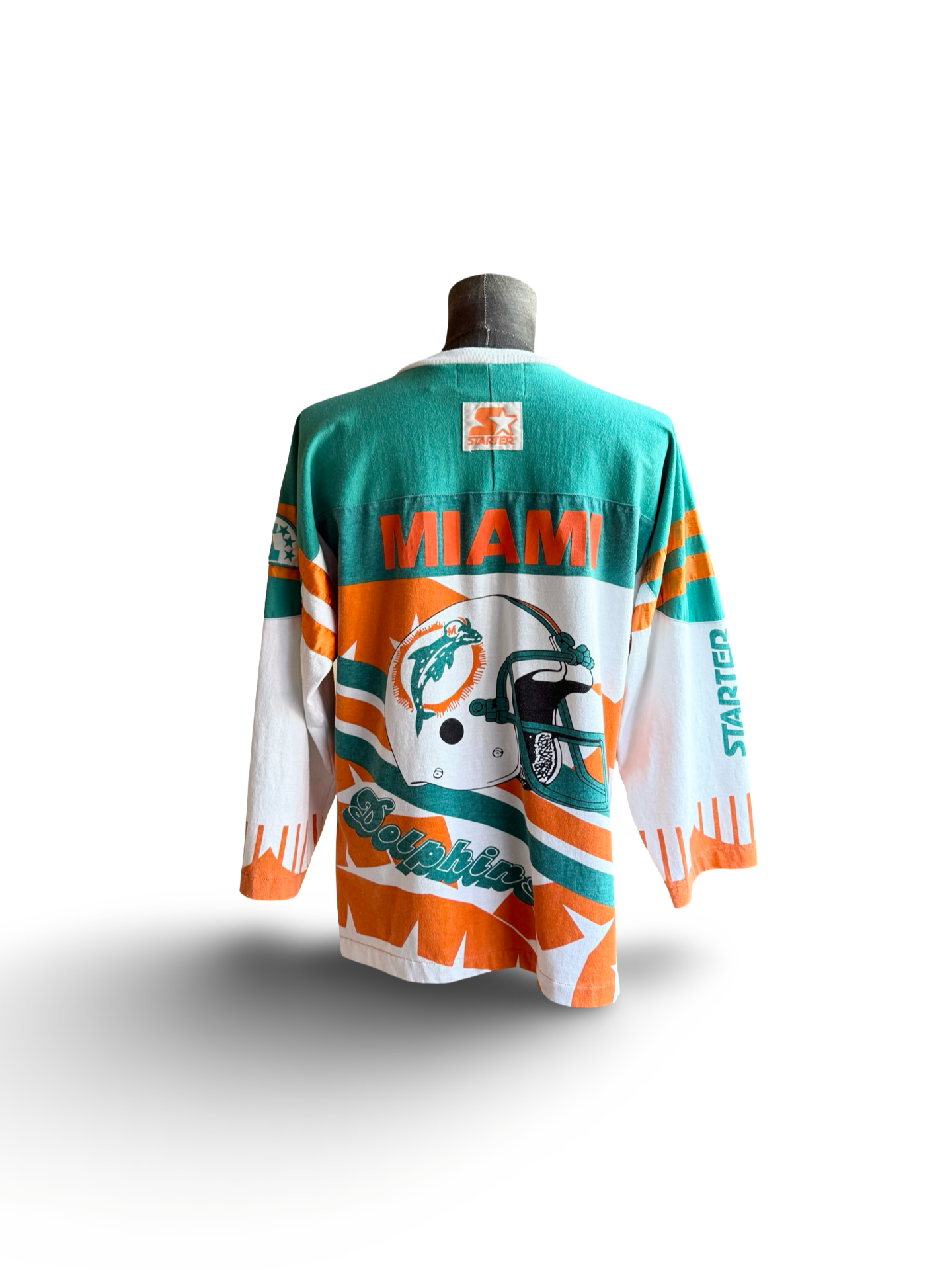 NFL Vtg Miami Dolphins AOP 80’s Super Bowl Starter Football Sweatshirt Size M
