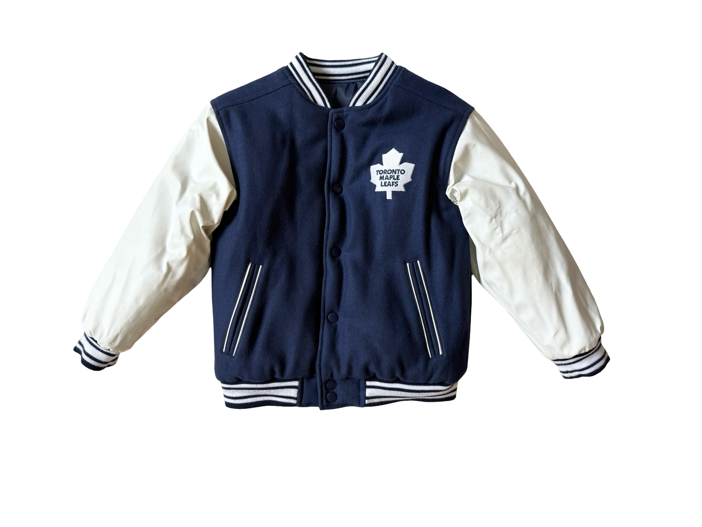 YOUTH NHL Vtg 90’s Toronto Maple Leafs Mighty Mac Reversible Padded Varsity Jacket Size Youth S/M (6)