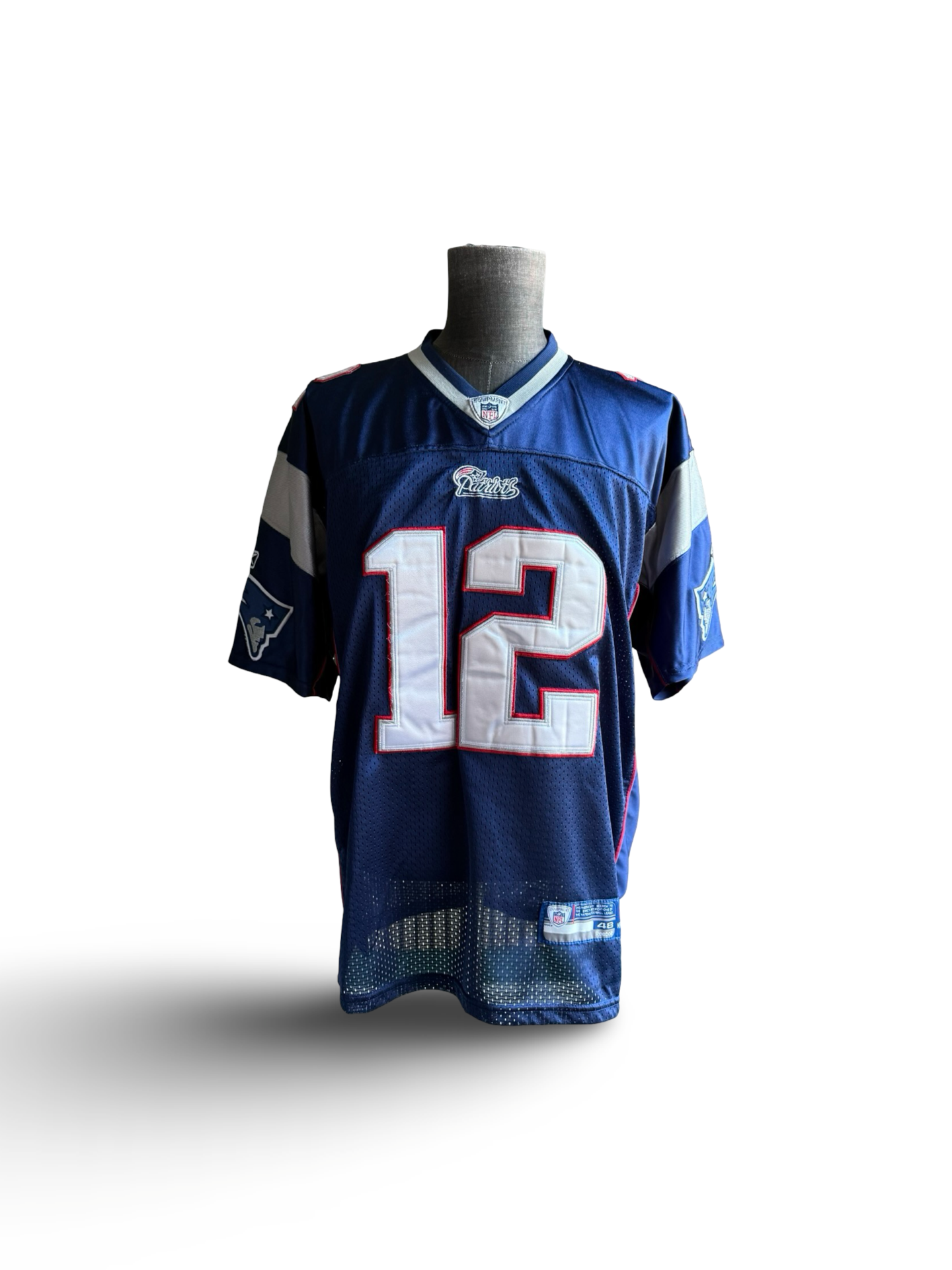 NFL Vtg Tom Brady 12 New England Patriots On Field Reebok Football Stitched Jersey Size L