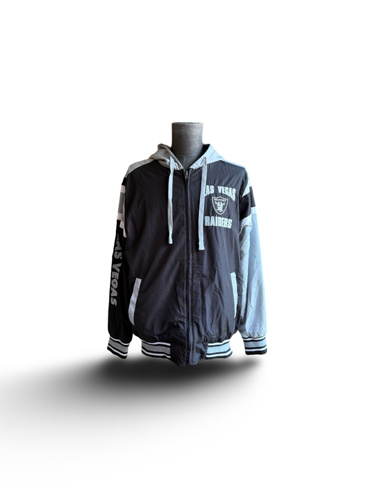 NFL Las Vegas Raiders G-III By Carl Banks Reversible Hooded Football Full Zip Jacket Size L
