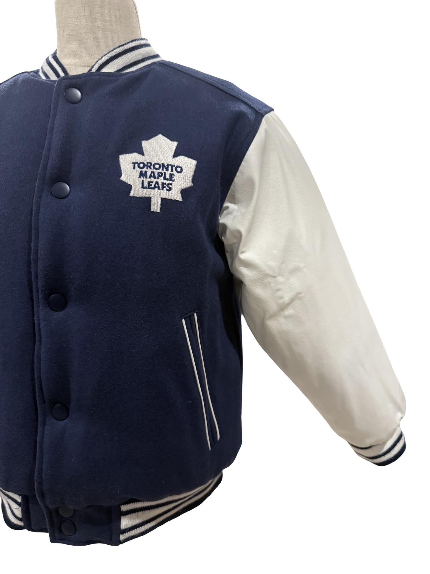 YOUTH NHL Vtg 90’s Toronto Maple Leafs Mighty Mac Reversible Padded Varsity Jacket Size Youth S/M (6)