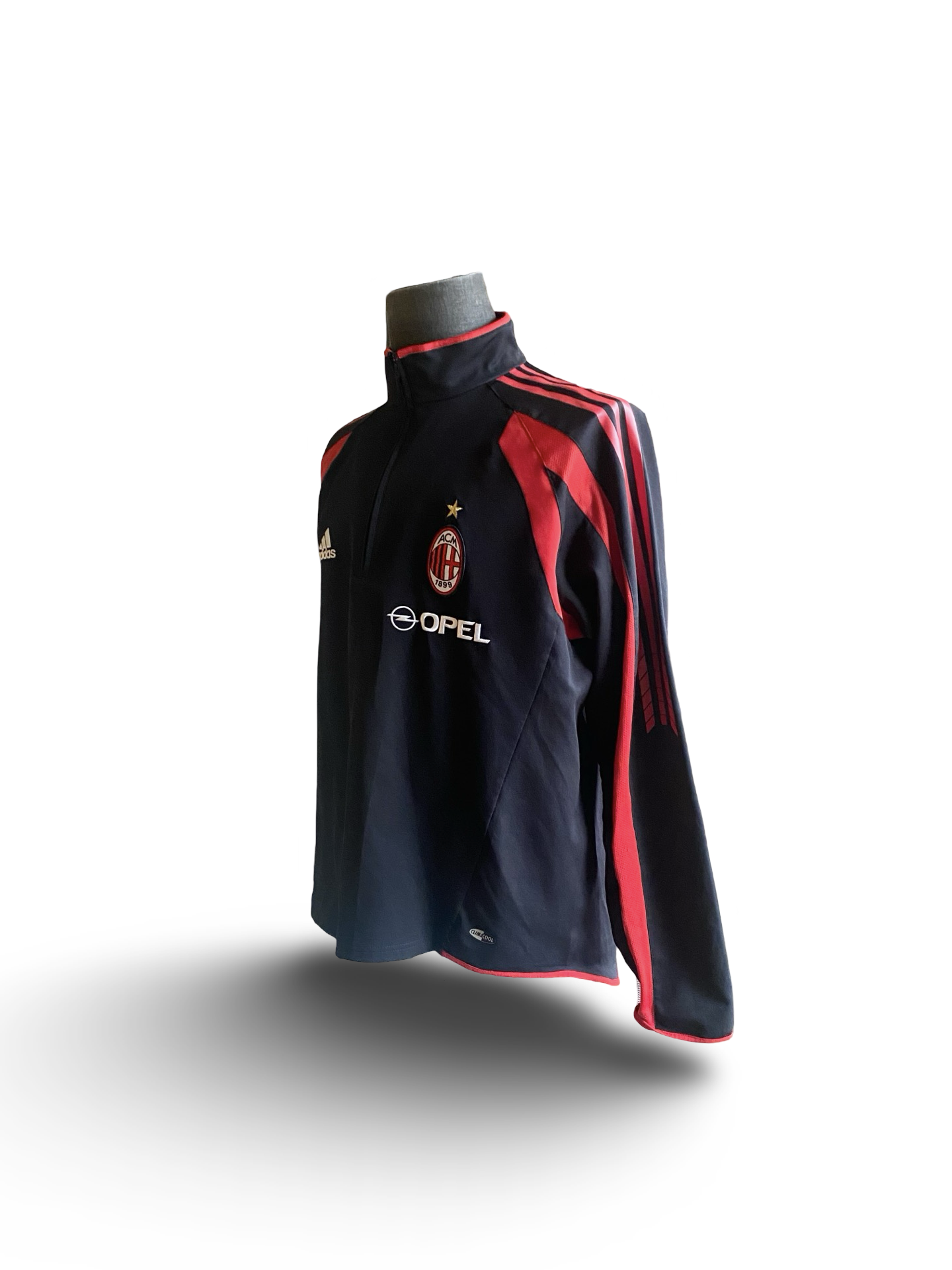 Soccer AC Milan Vtg 2005 Opel 1/4-Zip Pull Over Adidas Track Jacket Size M