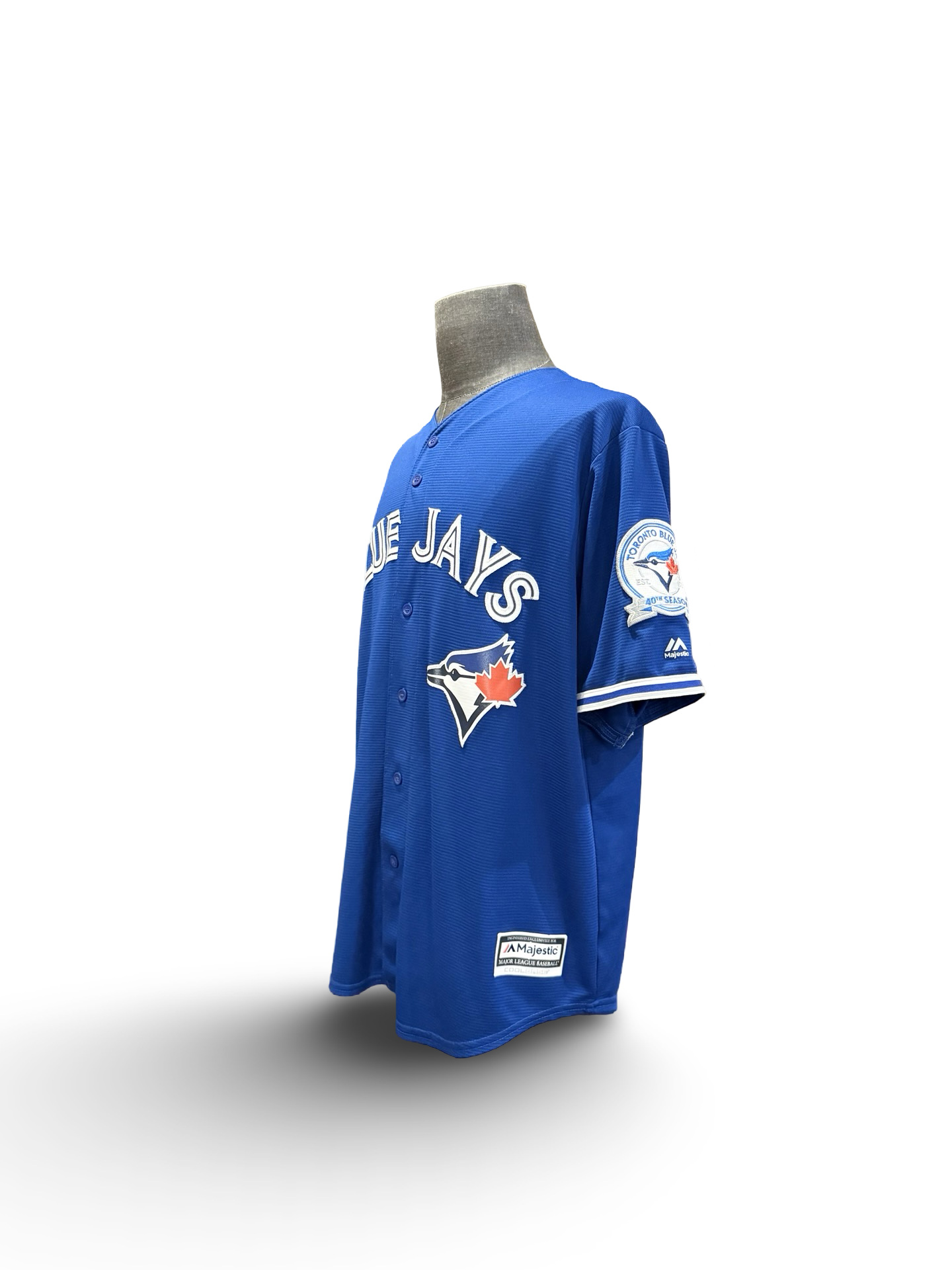 MLB Edwin Encarnacion 10 Toronto Blue Jays Majestic CoolBase 40th Anniversary Baseball Jersey Size XL
