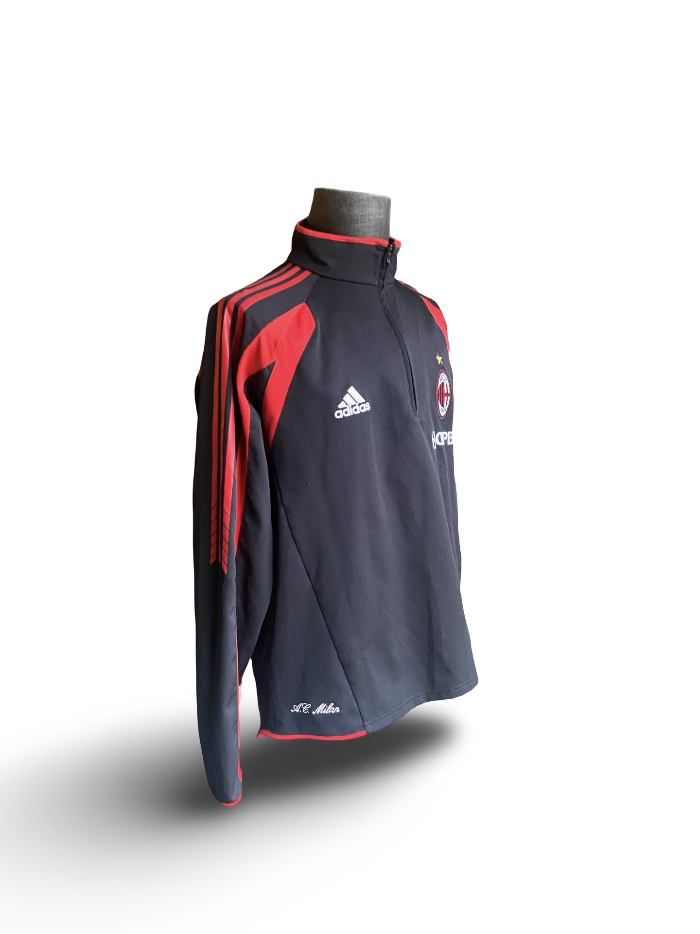 Soccer AC Milan Vtg 2005 Opel 1/4-Zip Pull Over Adidas Track Jacket Size M