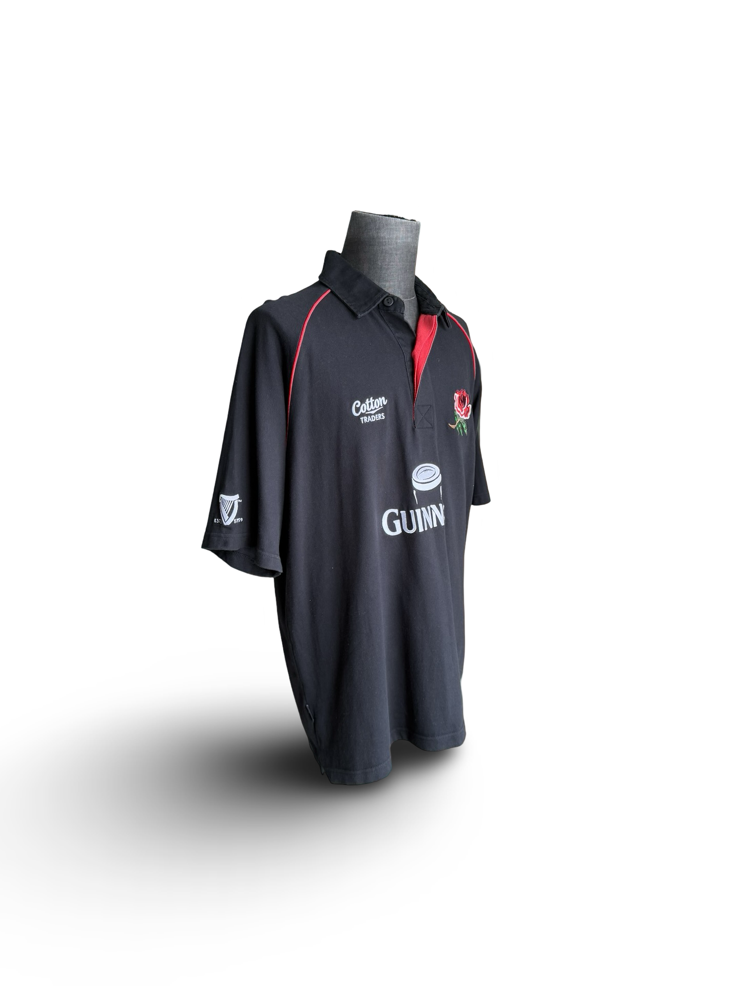 Rugby Vtg England National Team Guinness Official Merchandise Cotton Traders 100% Cotton Rugby Jersey Size XL