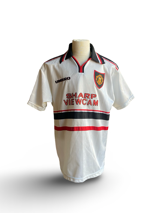 EPL Vtg David Beckham 7 Manchester United 1997-99 Umbro Football Away Jersey Size Youth L