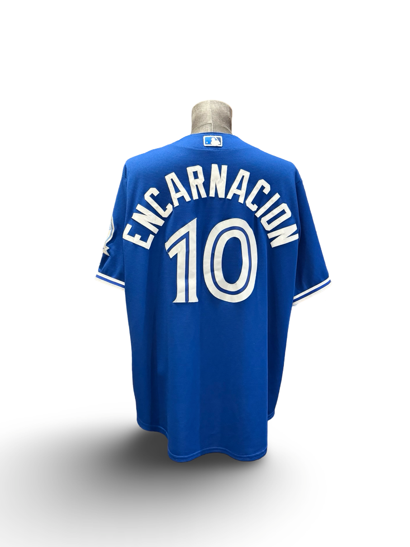 MLB Edwin Encarnacion 10 Toronto Blue Jays Majestic CoolBase 40th Anniversary Baseball Jersey Size XL