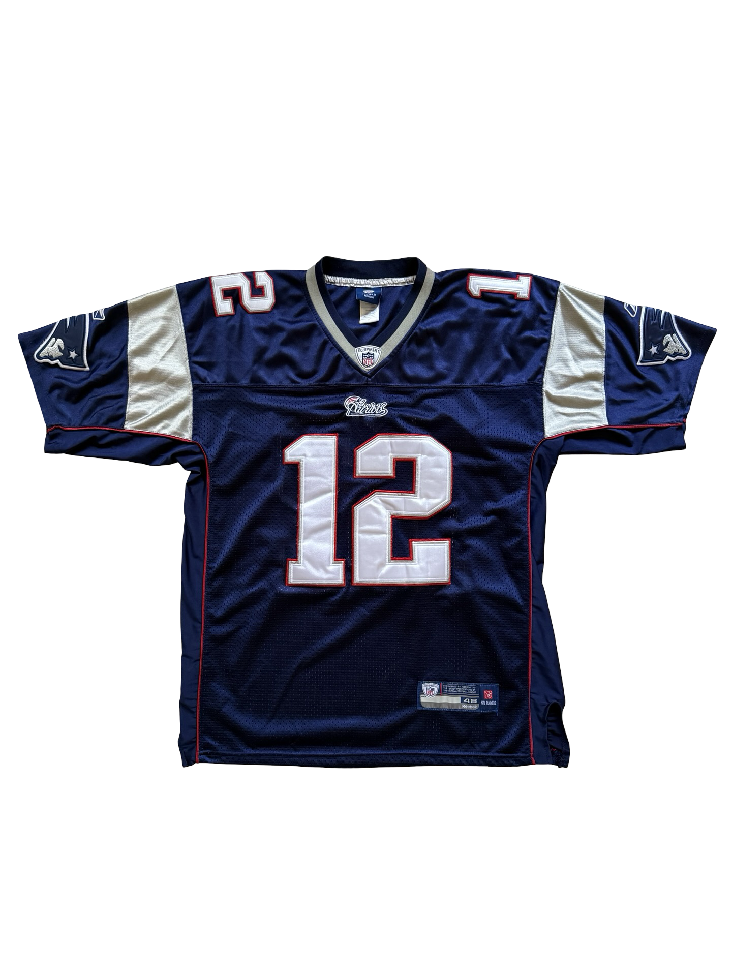 NFL Vtg Tom Brady 12 New England Patriots On Field Reebok Football Stitched Jersey Size L