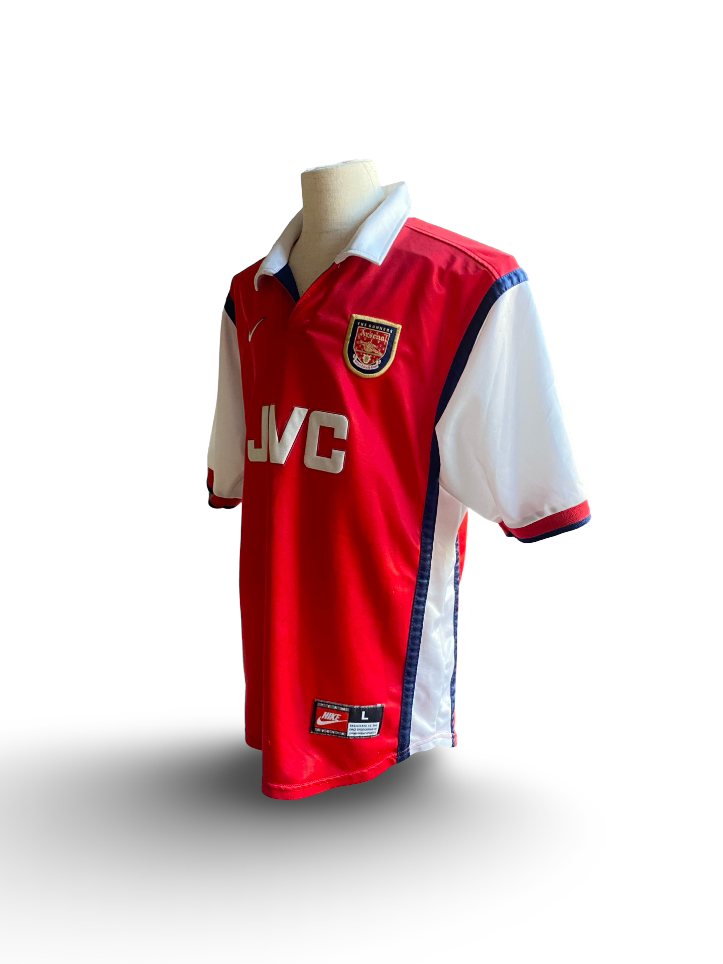 EPL Vtg Dennis Bergkamp 10 Arsenal FC 1998-99 Nike Football Home Jersey JVC Size Youth L