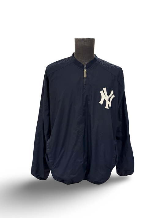 MLB Vtg New York Yankees Majestic 1/4 Zip Pullover Baseball Windbreaker Size XL