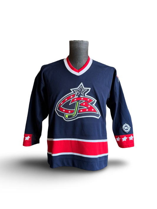 NHL Vtg Columbus Blue Jackets Koho Air Knit Jersey Size Youth L/XL