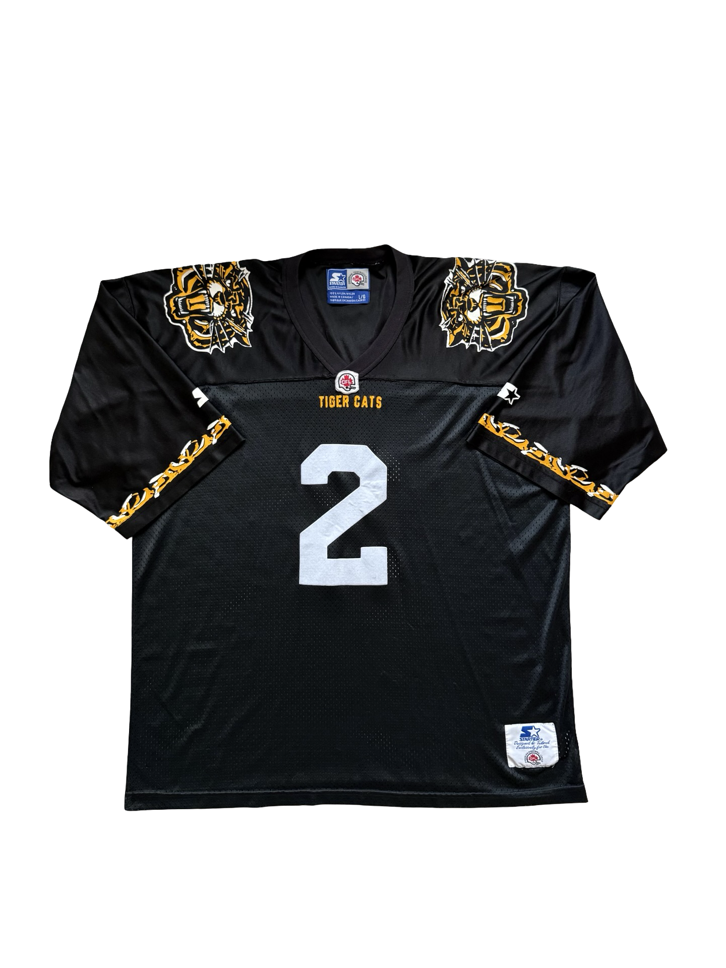 CFL Vtg Eric Carter Hamilton Ti-Cats Starter MIC Football Jersey Size L