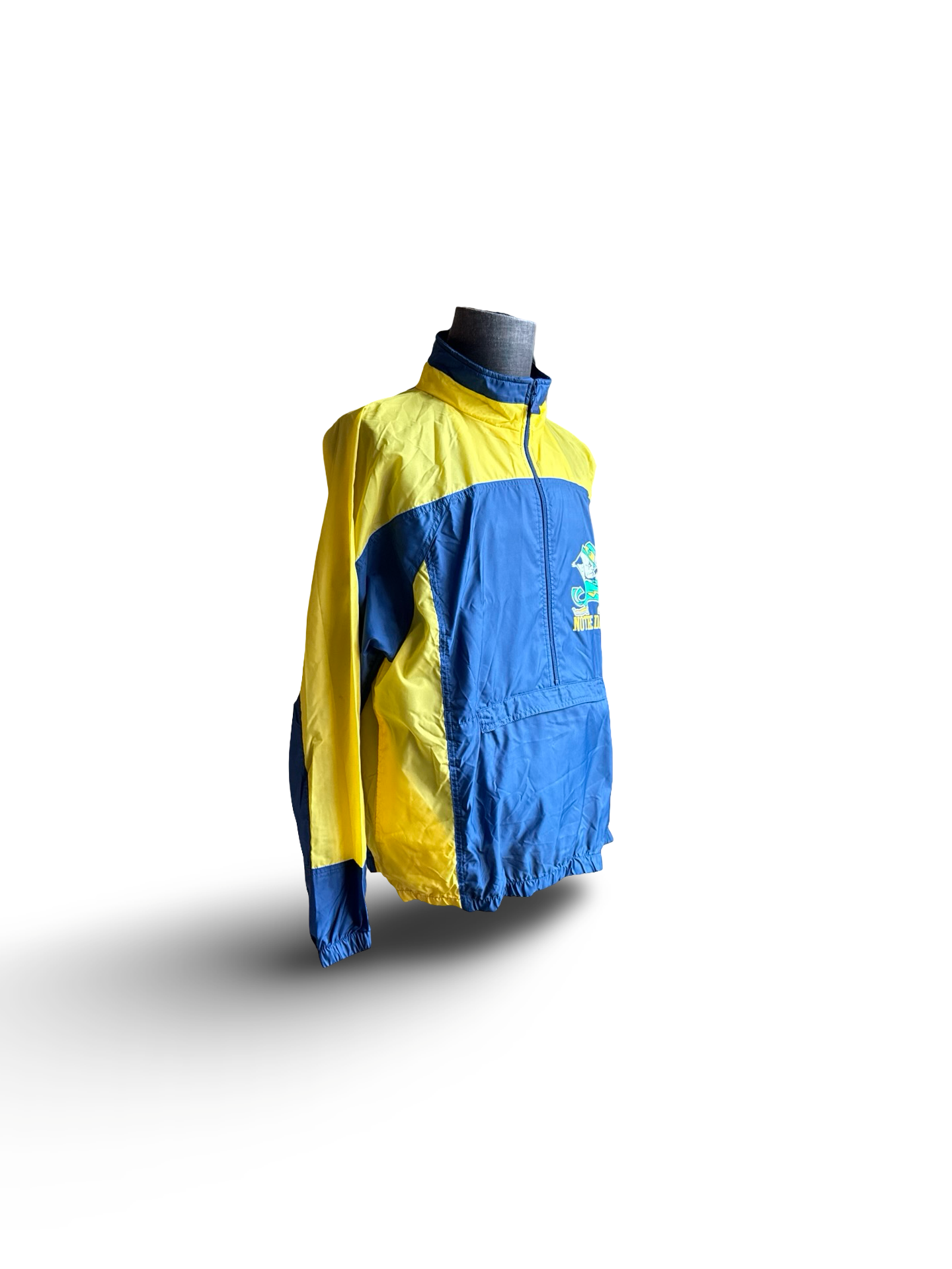 NCAA Vtg Notre Dame Apex One Varsity Windbreaker Half Zip Front Pocket Size L