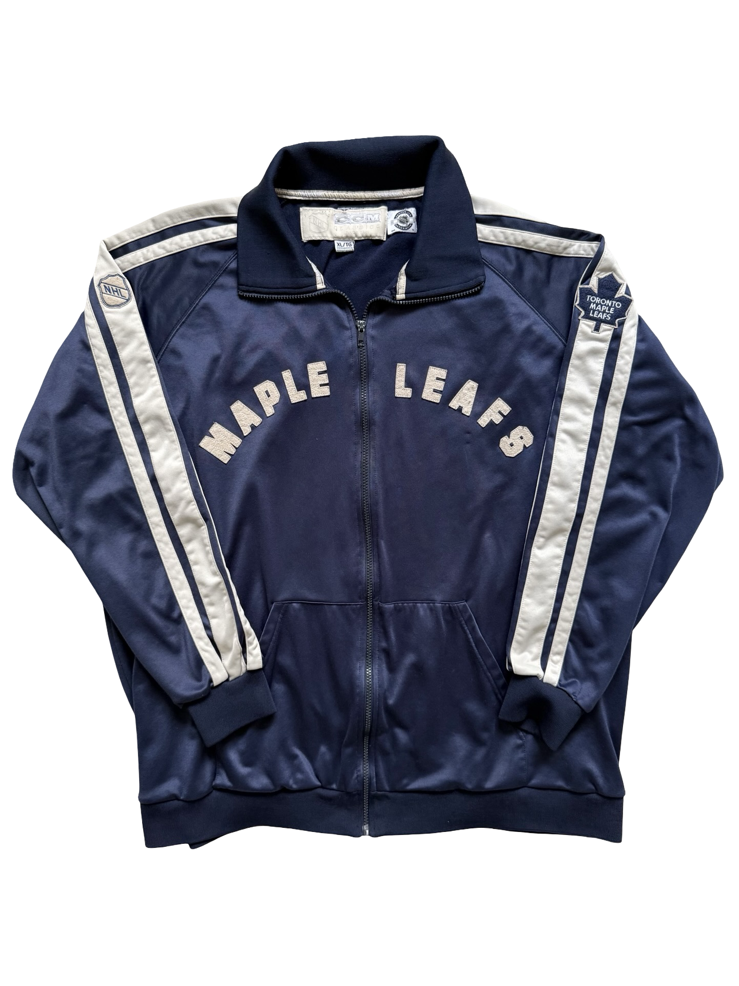 NHL Vtg Toronto Maple Leafs CCM Hockey Track Jacket Size XL